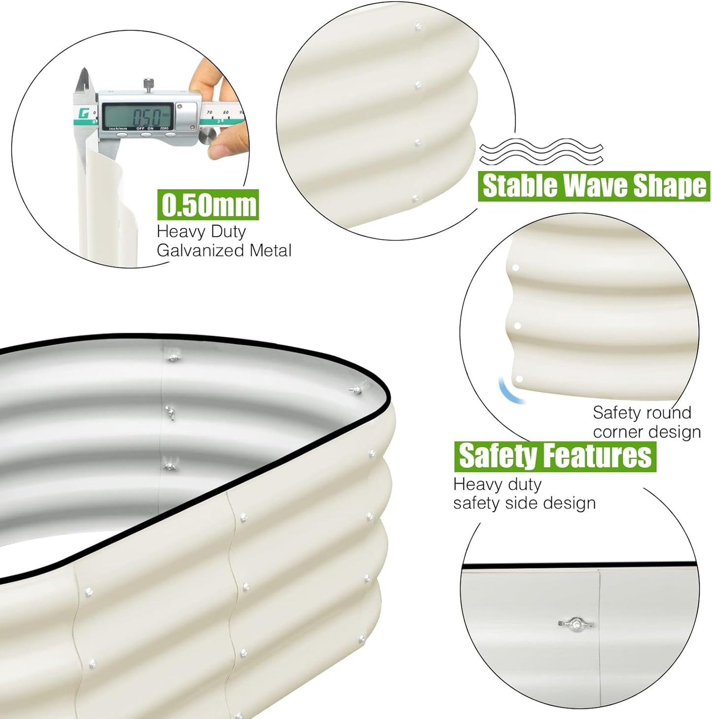 SnugNiture Galvanized Raised Garden Bed, 4x2x1ft Oval Metal Planter Box for Planting Outdoor Plants Vegetables