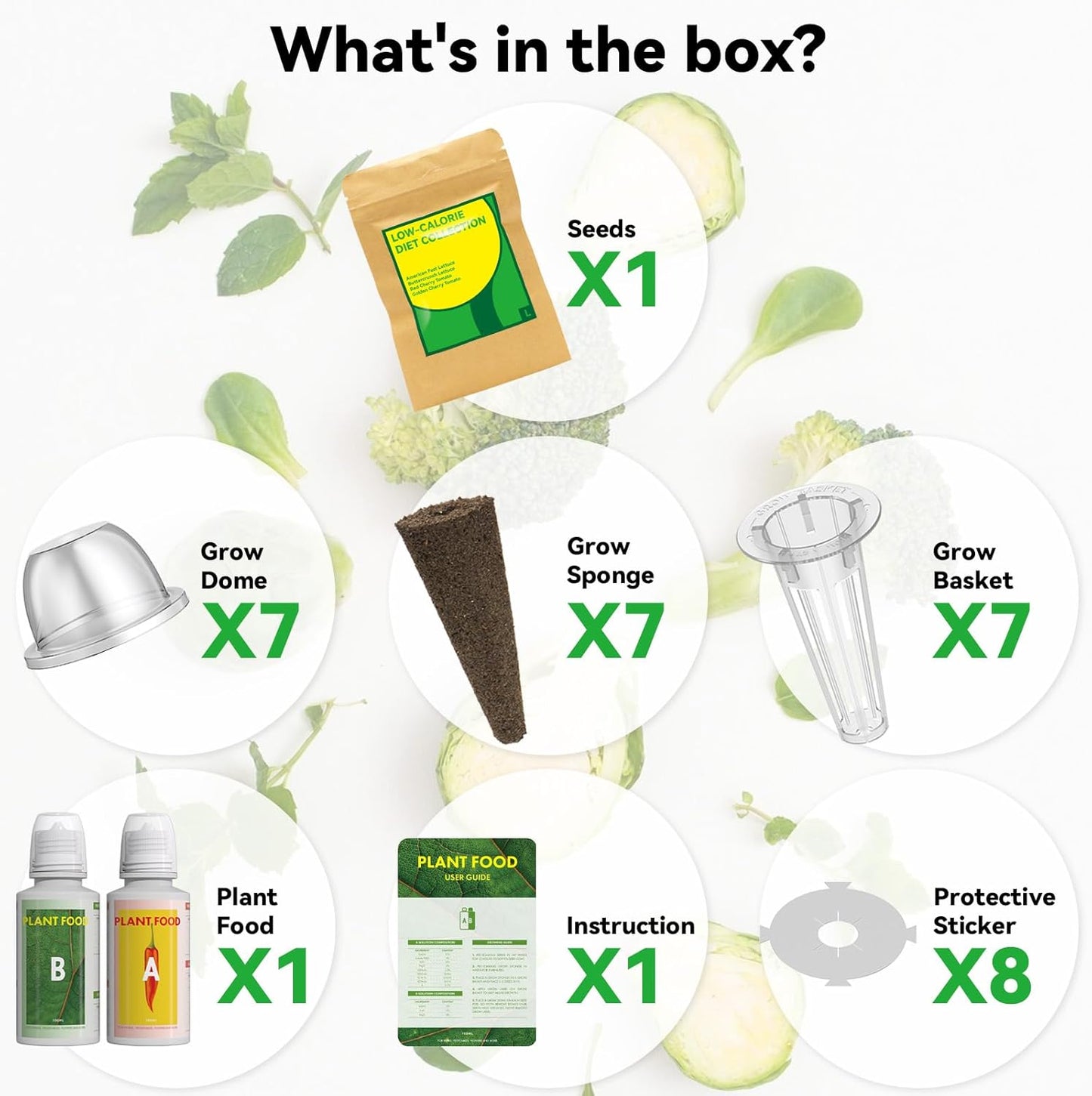 inbloom Organic Salad Green Seed Pod Kit for AeroGarden, Ahopegarden Hydroponics Growing System, Low-Calorie Food, 7-Pods (350+ Seeds, Include Fast and Butter Lettuce, Red and Golden Cherry Tomato)