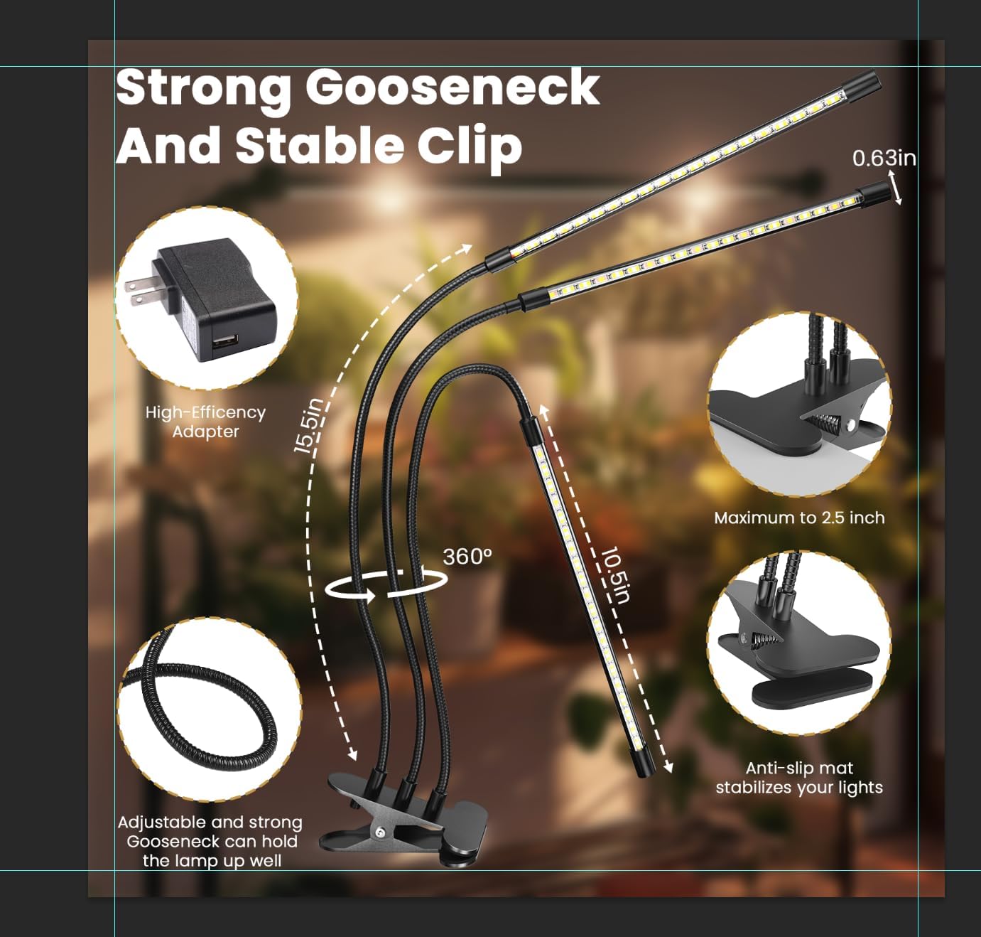 bseah Plant Grow Light for Indoor Plants, Full Spectrum Indoor Grow Light, 10-Level Dimmable and Auto ON & Off Timer