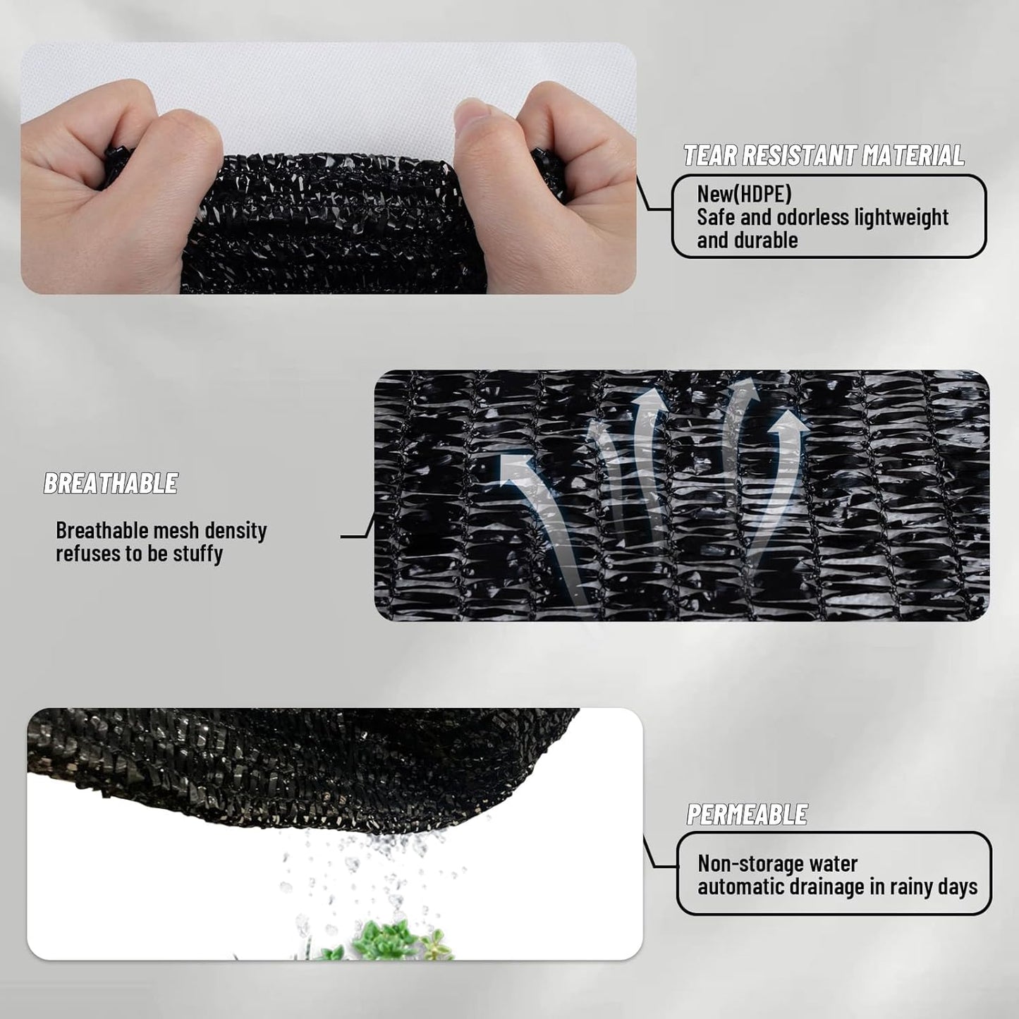 LOVE STORY 6.5x16.5FT 70% Black Shade Cloth Sun Shade Net with Grommets Sunblock Net Mesh Tarp for Garden,Plants Cover,Greenhouse and Patio