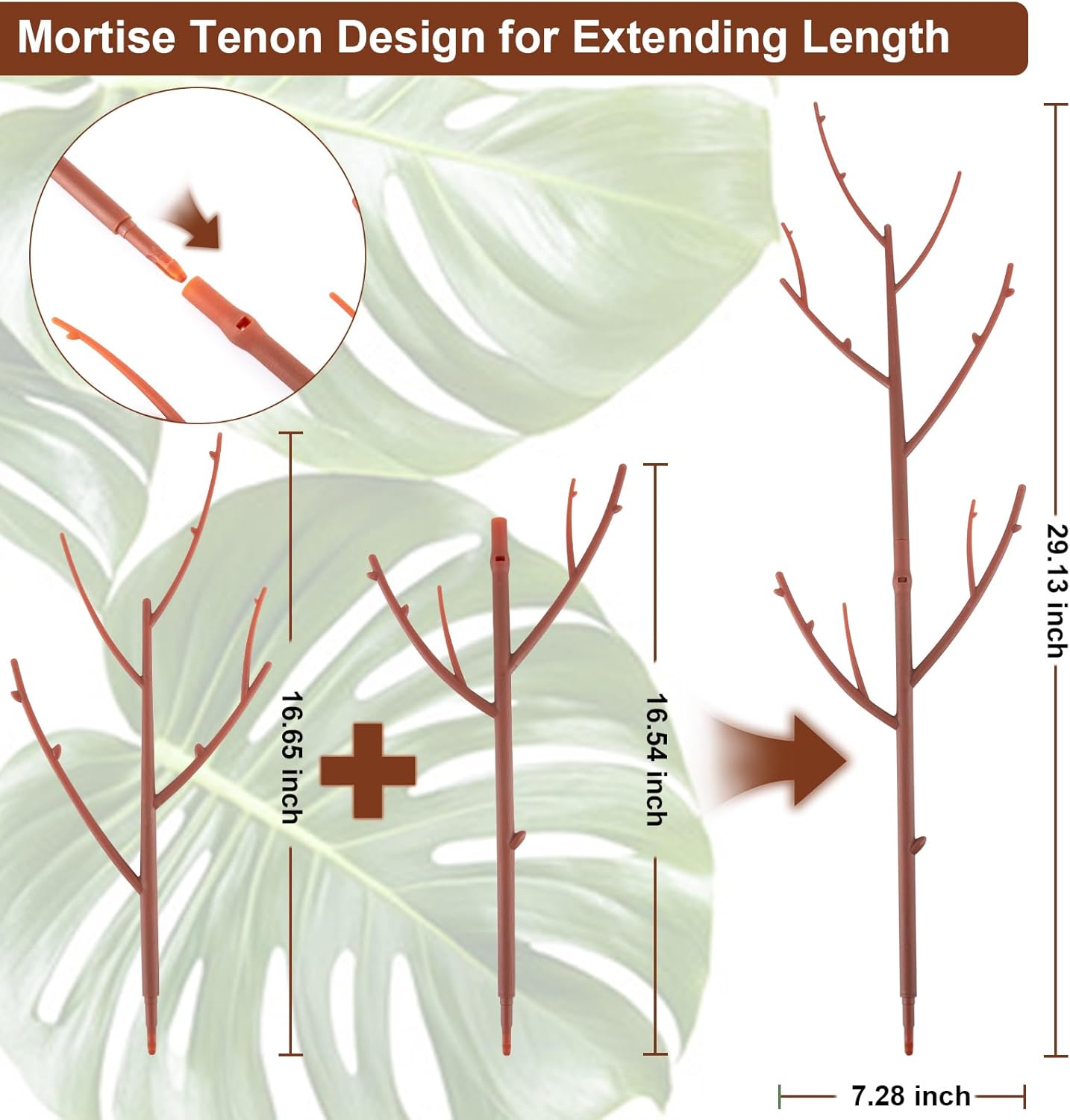 6 Pack Stackable Monstera Plant Support, Plant Stakes for Indoor and Outdoor Plants Use, Garden Stakes for Climbing and Potted Plants, Pothos, Philodendron, Brown