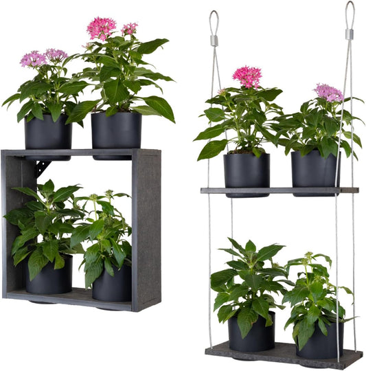 Urban Garden Decor with Pots Included, Hanging Planters for Indoor Outdoor Plants, Hanging Flowerpots, Wall Hanging Plant Holder Window Plant Shelves (Coffee Brown, Combo)