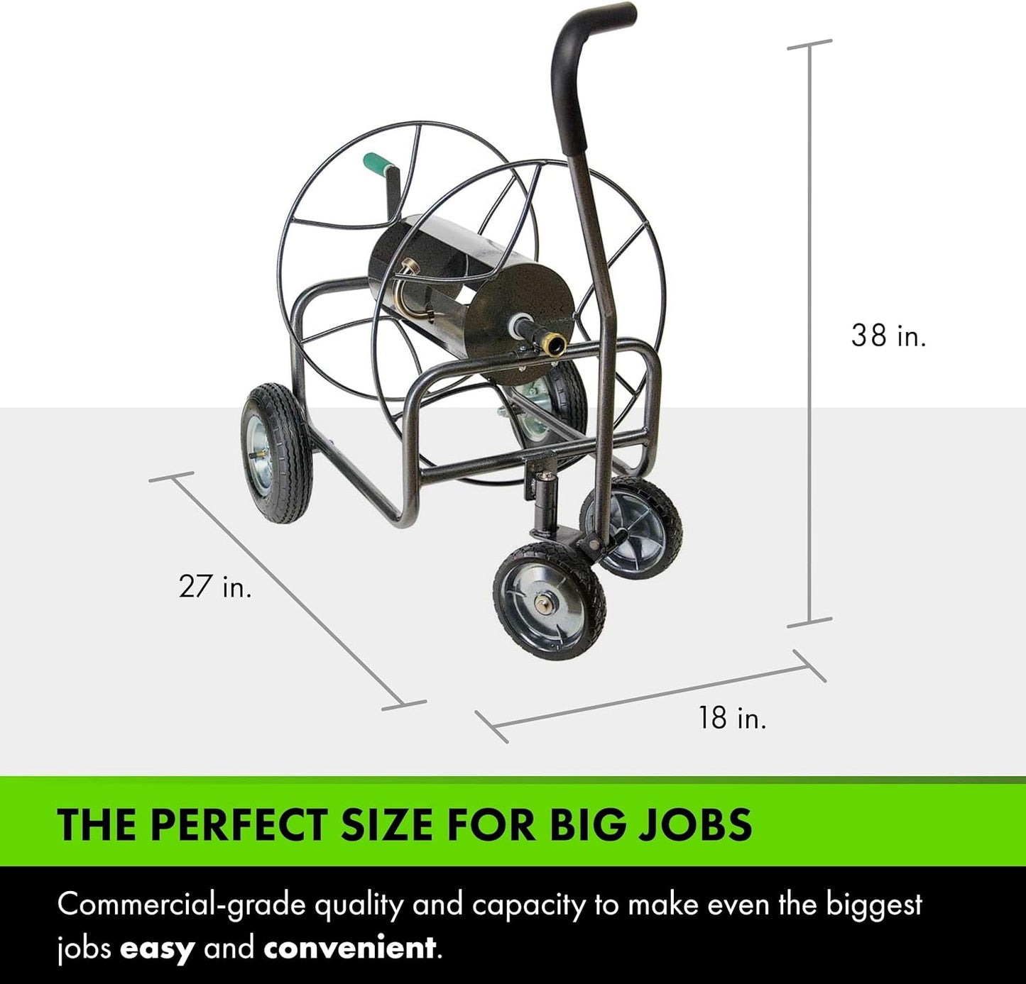 Yard Butler Hose Reel Cart - Heavy Duty Metal with Wheels for Gardens, Lawns, and Outdoor Use, 400 ft