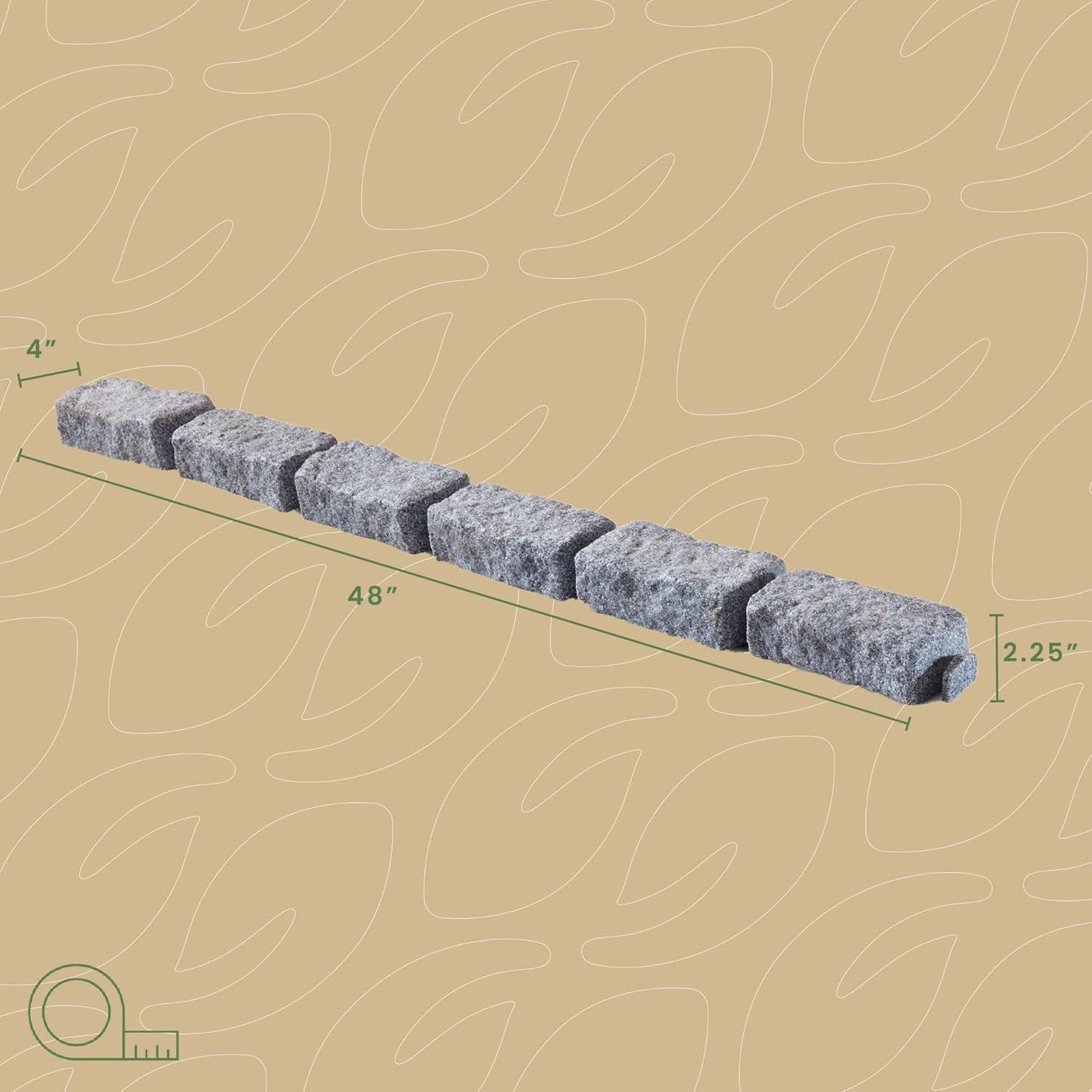 Beuta Landscape Edging | Garden Edging Border | Faux Stone Bricks for Lawn edging, Flower beds, Pathways & Yard Edging– 10 Packs | Each Section Has 6 Bricks 48"L x 4"W x 2.25"H | 30 Spikes |Greystone