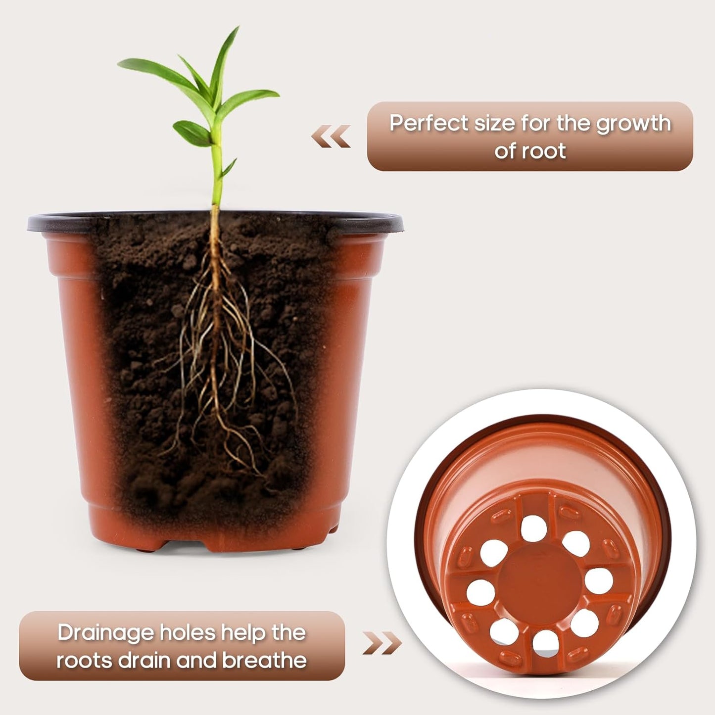 300 Pack 4 Inch Plastic Nursery Pots for Plants, Small Seedling Pots Succulent Pots Flower Pots with Drainage Holes, Come with 300pcs Plant Labels