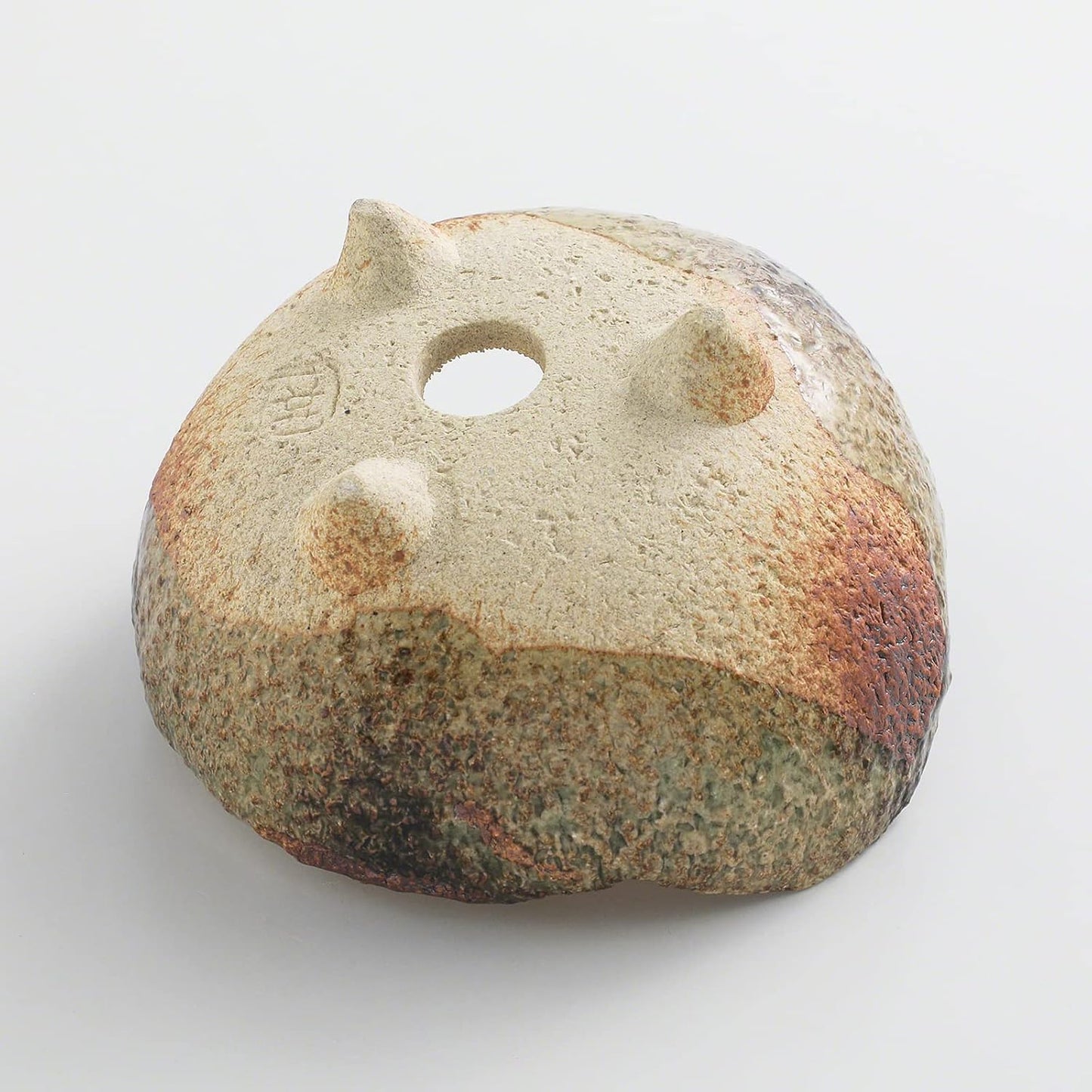 Wazakura Banko Series Japanese Handmade Rustic Crescent Shape Bonsai Pot 4.72 in (120 mm), Made in Japan Ceramic Garden Planter, Decorative Flower Vase, Unglazed Houseplant Bowl - Sand Green