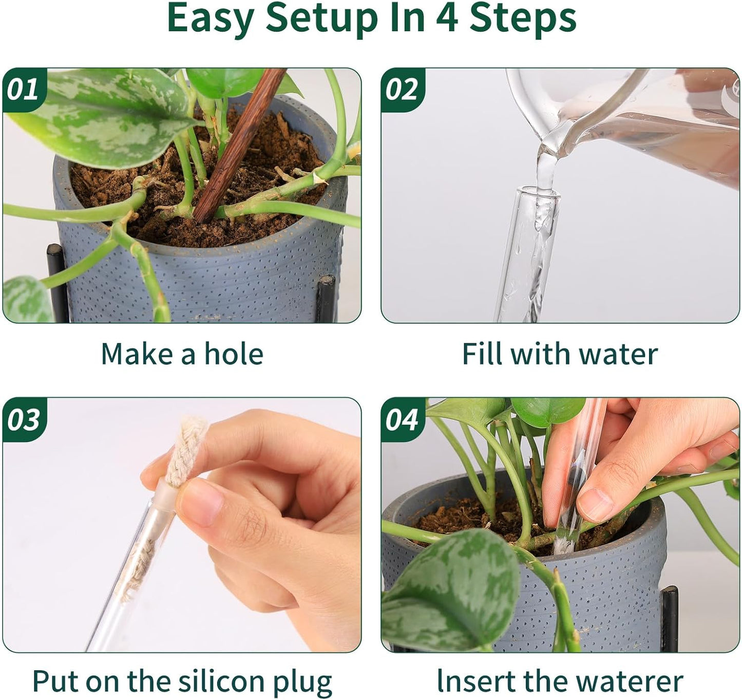 13 oz Up to 2 Weeks Extra Large Plant Self Watering Globes, Light Iridescent Glass Water Bulb Indoor, Plant Waterer Self-Watering Stakes, Perfect Gardening Gifts, 4 Pack