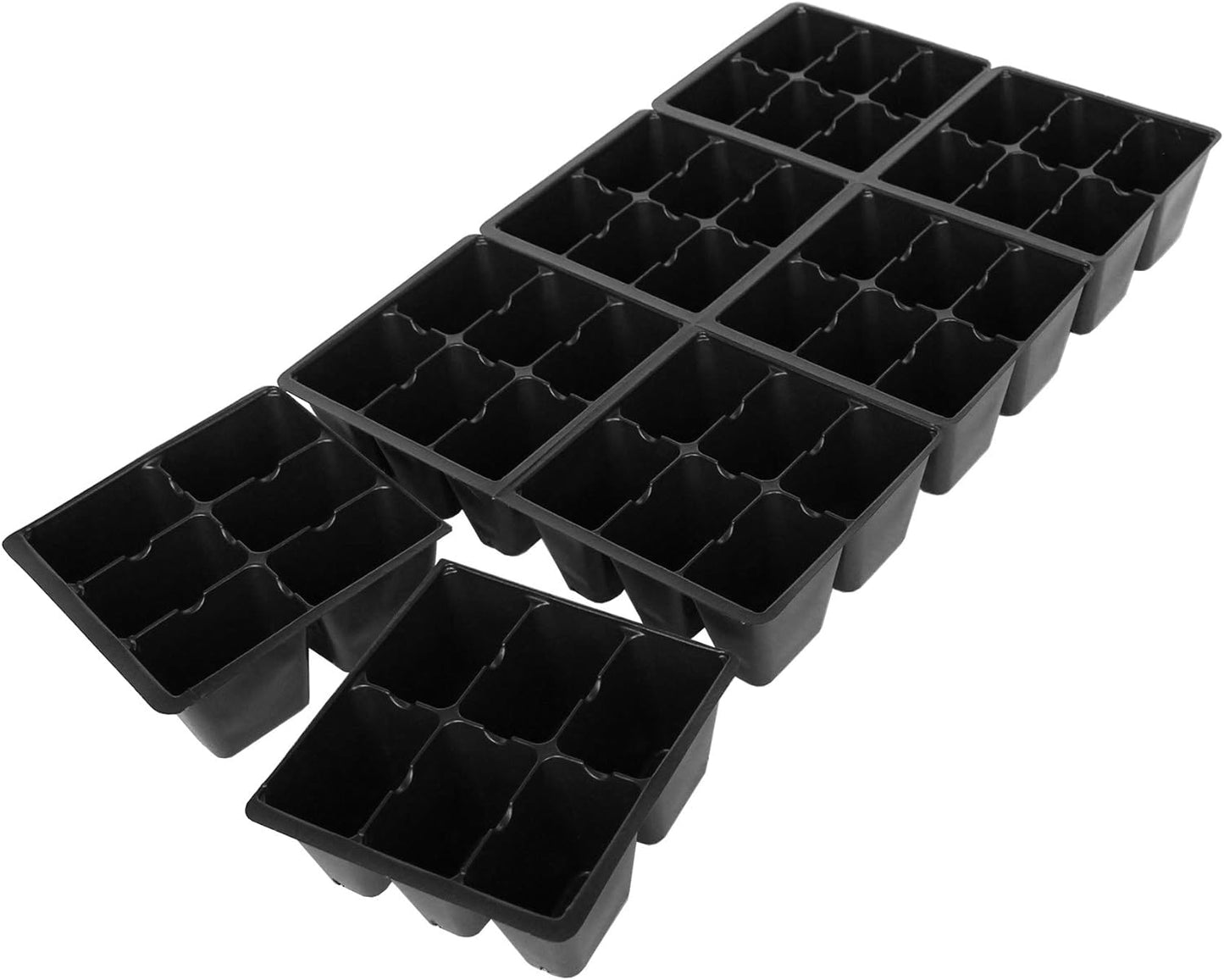Handy Pantry Black Plastic Garden Tray Inserts - 50 Sheet of 48 Planting Pot Cells Each - 2x3 Nested x8 Configuration - Perforated - Nursery, Greenhouse, Gardening
