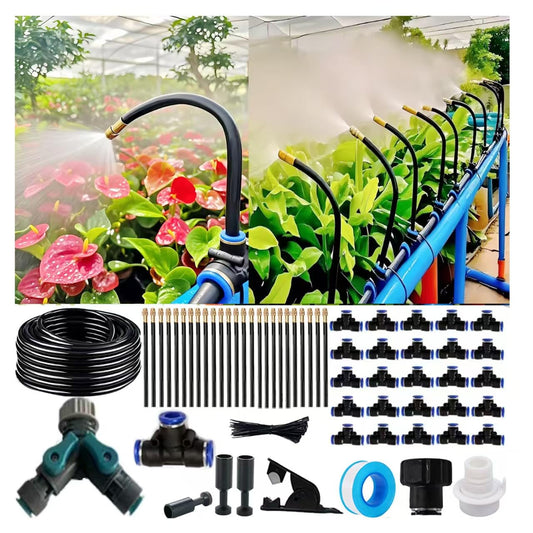 Drip Irrigation Kit Automatic Watering System for Potted Plants, 360 Degree Adjustable Copper Micro Sprinklers, Quick Connect Tubing Fittings for Garden, Lawn, Patio, Balcony(25 Nozzles)