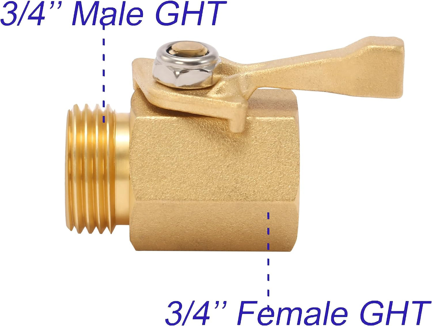 M MINGLE Heavy Duty Brass Garden Hose Shut Off Valve, 3/4 Inch, 2-Pack with 2 Hose Washers