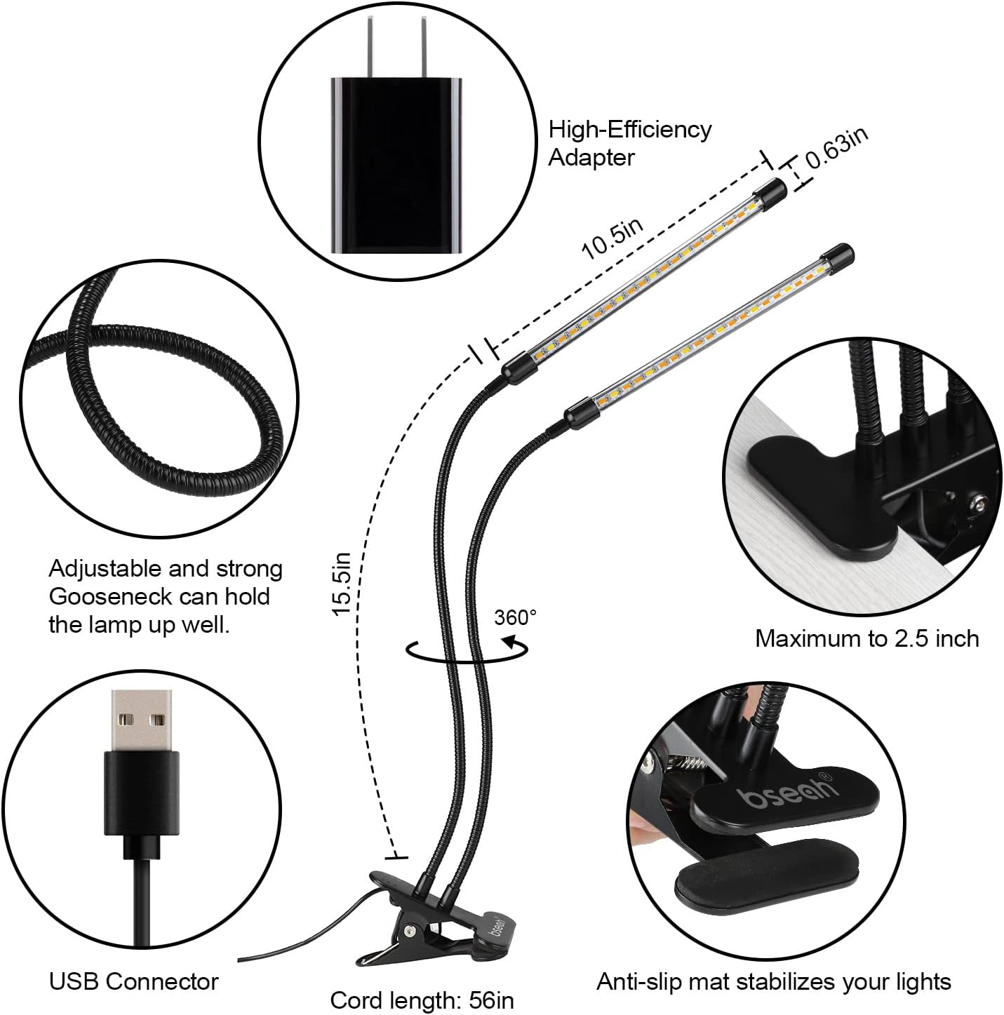 Plant Grow Light for Indoor Plants, Full Spectrum Indoor Grow Light (2 Head 2 Pack)
