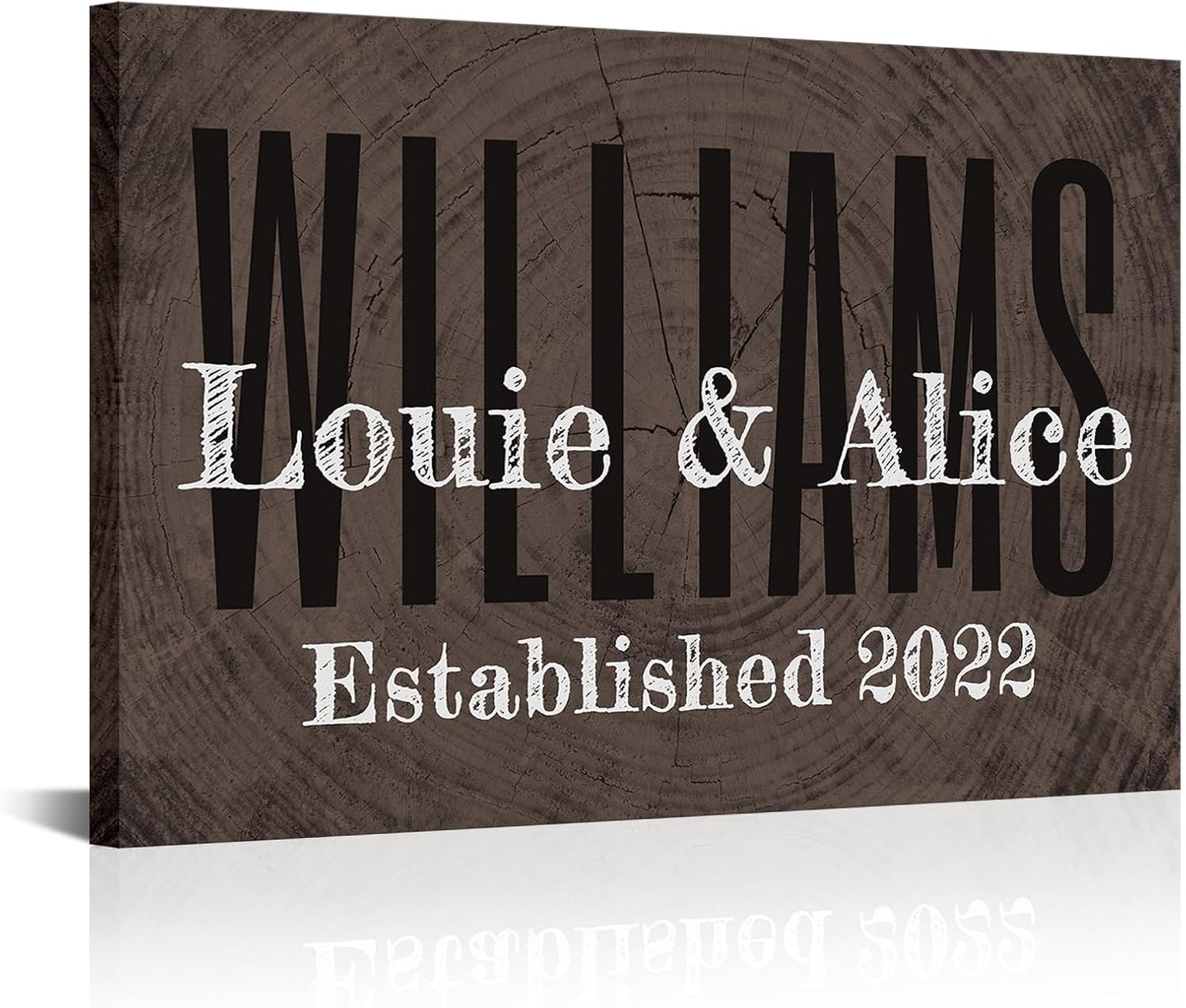iLOOKLiKE Personalized Last Name Signs with Couple's Names Wall Art Custom Family Established Date Canvas Prints Framed Unique Wedding Anniversary Housewarming Gifts for Home Decor 16×24inch
