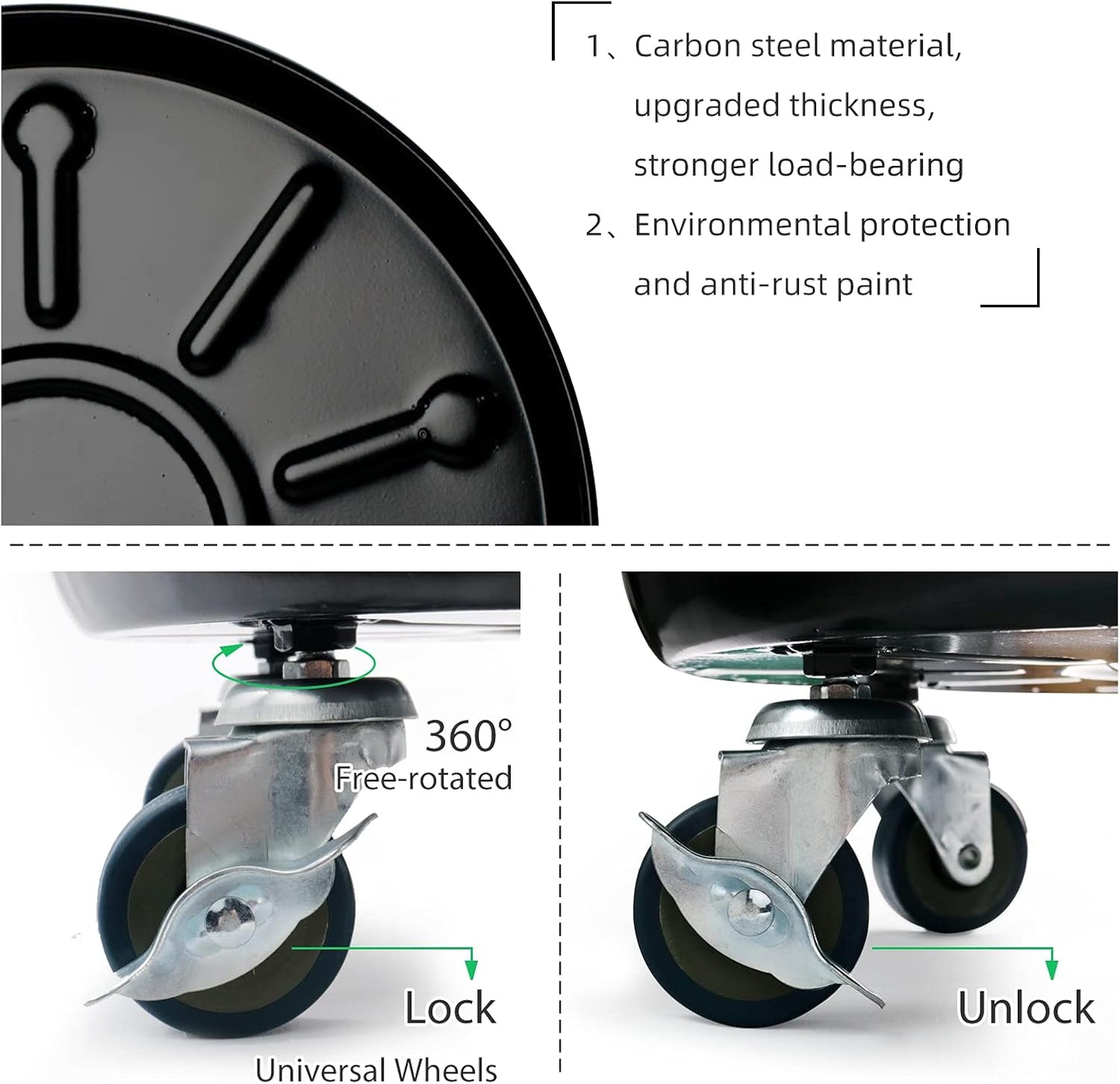 Choclaif Plant Caddy with Wheels, 3 Pack Black Heavy Duty Plant Stand with Universal Wheels, Round Pot Trolley for Indoor Outdoor (20)