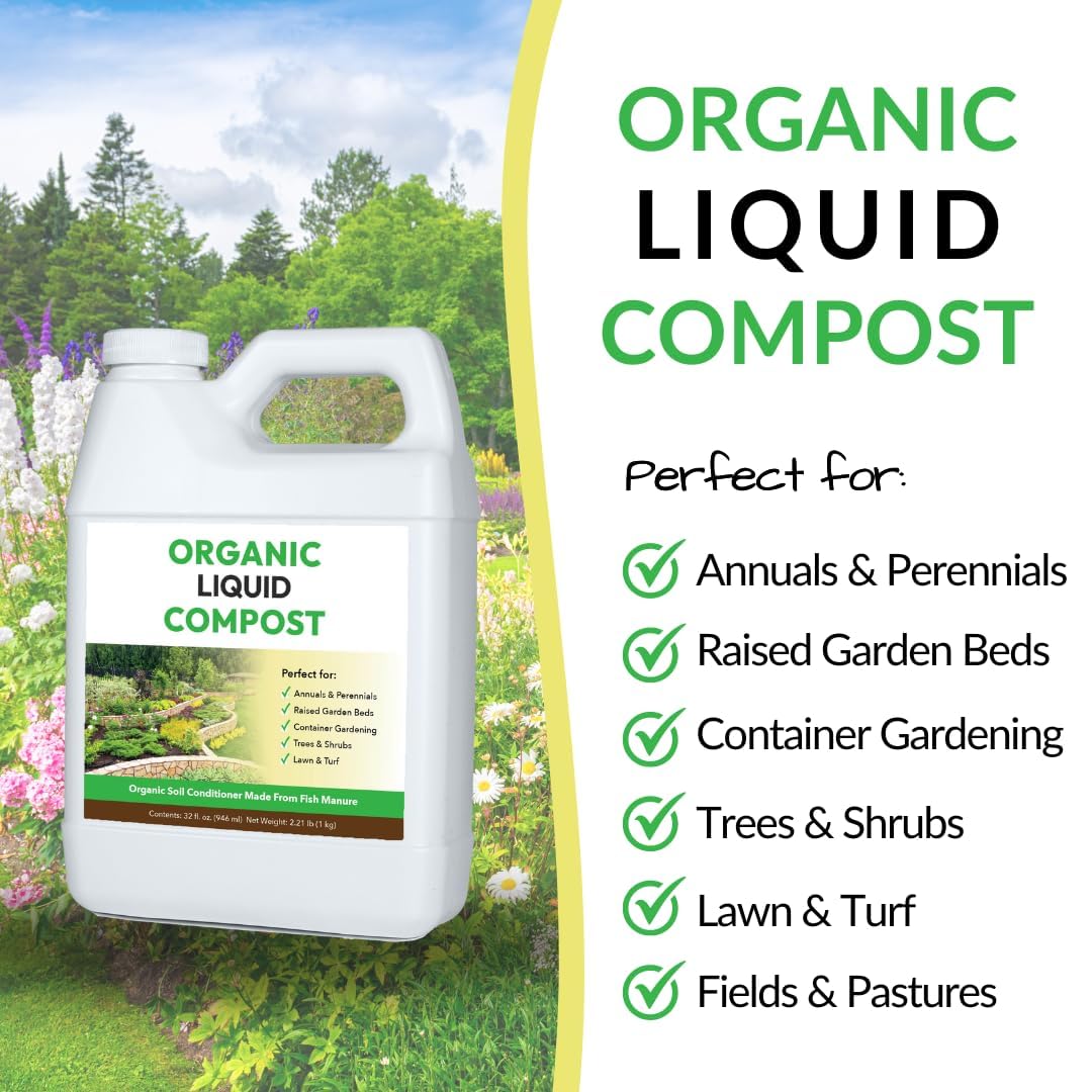 FOOP Organic Liquid Compost: Fast-Acting Alternative to Messy and Smelly Composting | Compost Tea Concentrate Perfect for Brewing Compost Teas (1 Gallon, 2 Pack, Treats Up to 40,000 Sq.Feet)