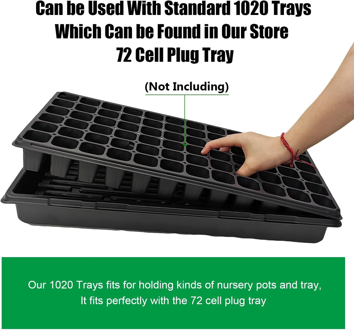 Plant Growing Nursery, Standard 1020 Trays Plastic Sturdy Farmer Self Seedling Tray for Microgreens Indoor Nursery Pots Transplantation (5-Pack, 21.6"×11.2", 2.52" Deep, no Holes)
