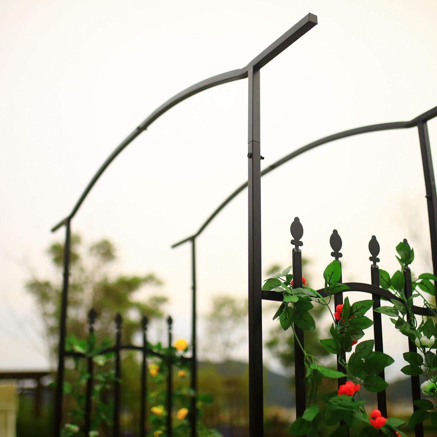 Steel Garden Arch, 6'8" High x 4'11" Wide, Garden Arbor for Various Climbing Plant, Outdoor Garden Lawn Backyard