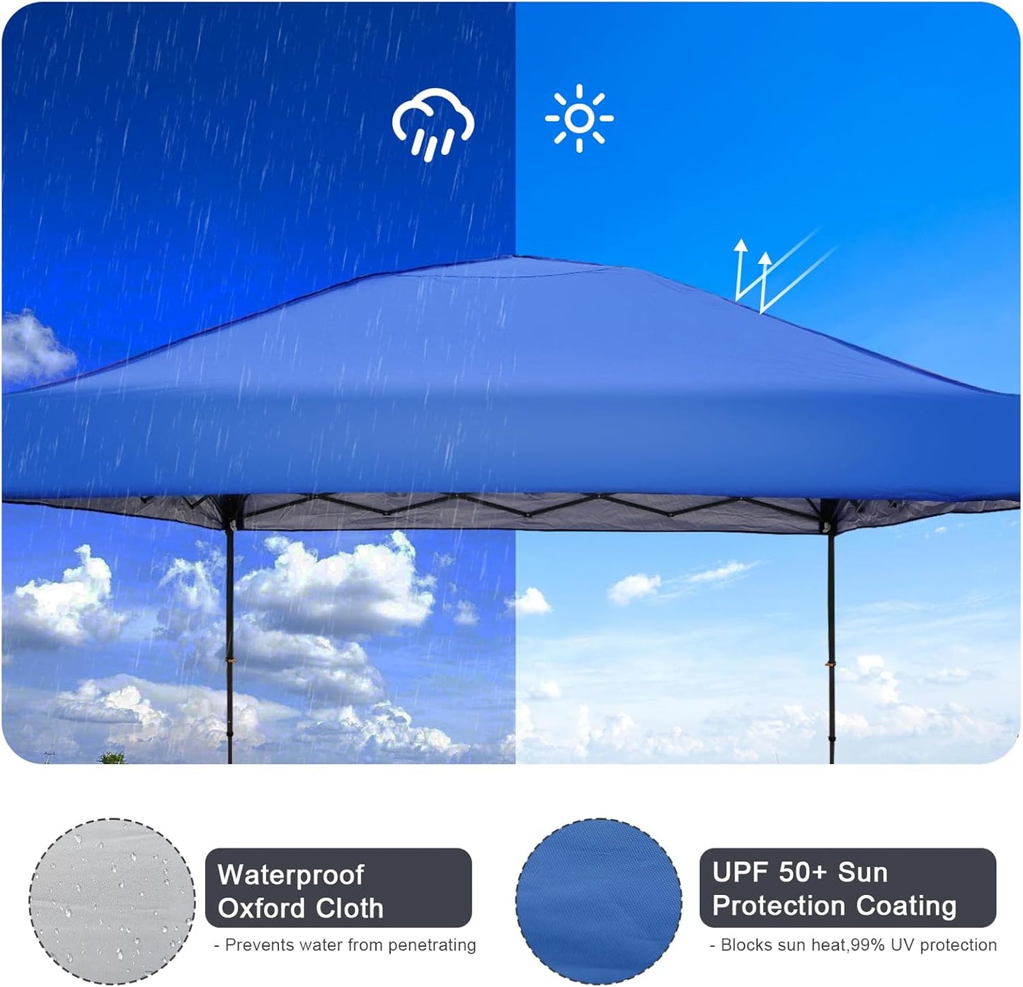 10x10 Pop Up Canopy Tent, Instant Outdoor Canopy with Sand Bags Waterproof Sun Shade Easy Up Tents for Parties,Canopy for Camping Beach Parties (Blue)