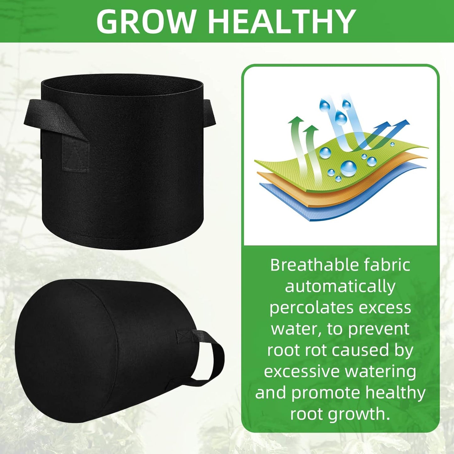 200-Pack 5 Gallon Fabric Grow Bags, Heavy Duty Thickened Nonwoven Plant Grow Bags Aeration Fabric Pots with Handles for Plants