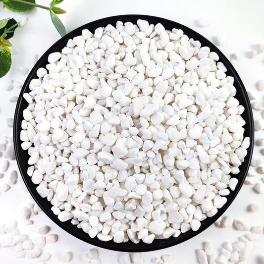 5LB Succulent and Cactus Gravel Pebbles, 1/5 Inch White Natural Decorative Polished Stones, River Rocks for Plants, Vases, Aquariums, Terrarium and Outdoor Gardening