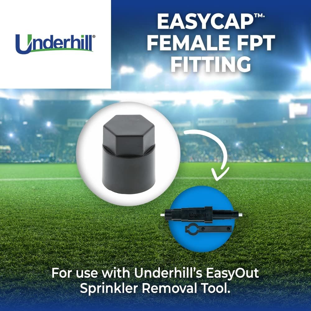 Underhill Plumbing Tools for Sprinkler System, EasyCap Female FPT Fitting for EasyOut Sprinkler Tool, Plug Off Unwanted Sprinklers, A-EO-05EC, 24 Pack
