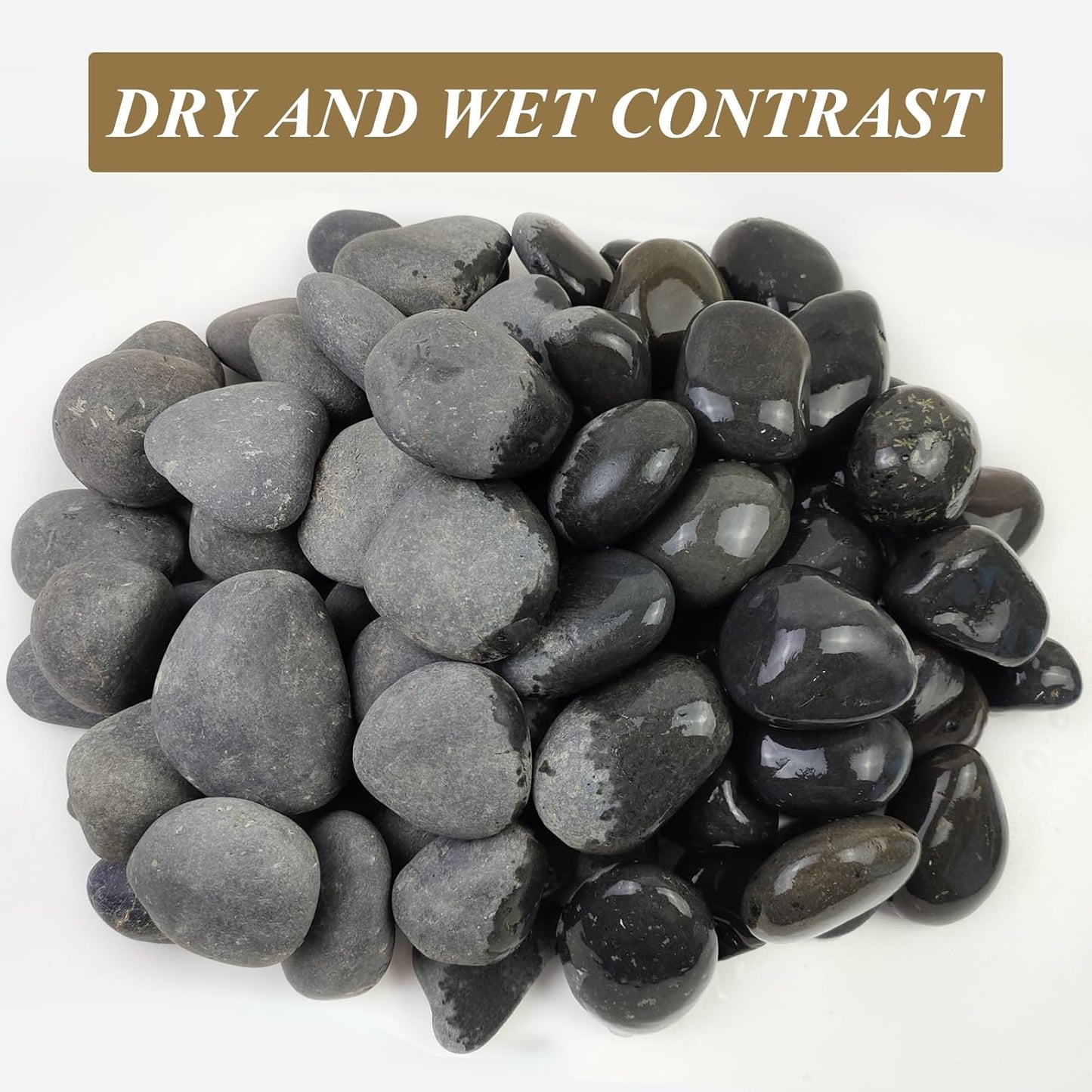 10 Pounds Black River Rocks, 3-4 Inch Black Stones Pebbles for Plants, Landscaping, Garden, Aquarium, Backyard and Indoor Water Fountains