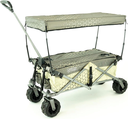 Creative Outdoor All-Terrain Deluxe Wagon | 360 Swivel All Terrain Wheels | Great for Beach, Park, Garden & Tailgate | Multiple Color Options