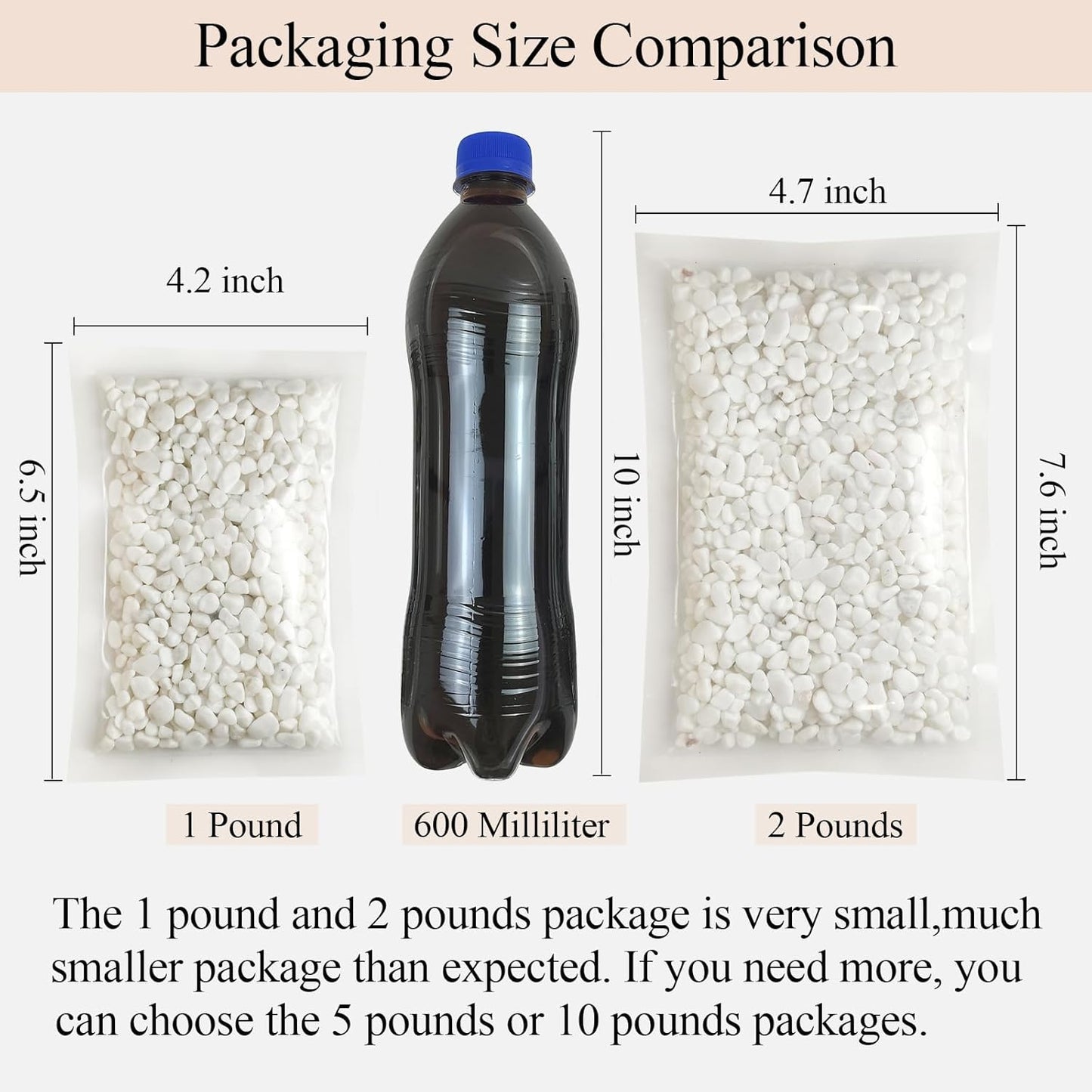 5 lbs White Pebbles for Indoor Plants, 3/8 Inch Decorative White Gravel, Polished River Rocks for Potted Plants Vase Cactus Bird Bath and Outdoor Garden Landscaping