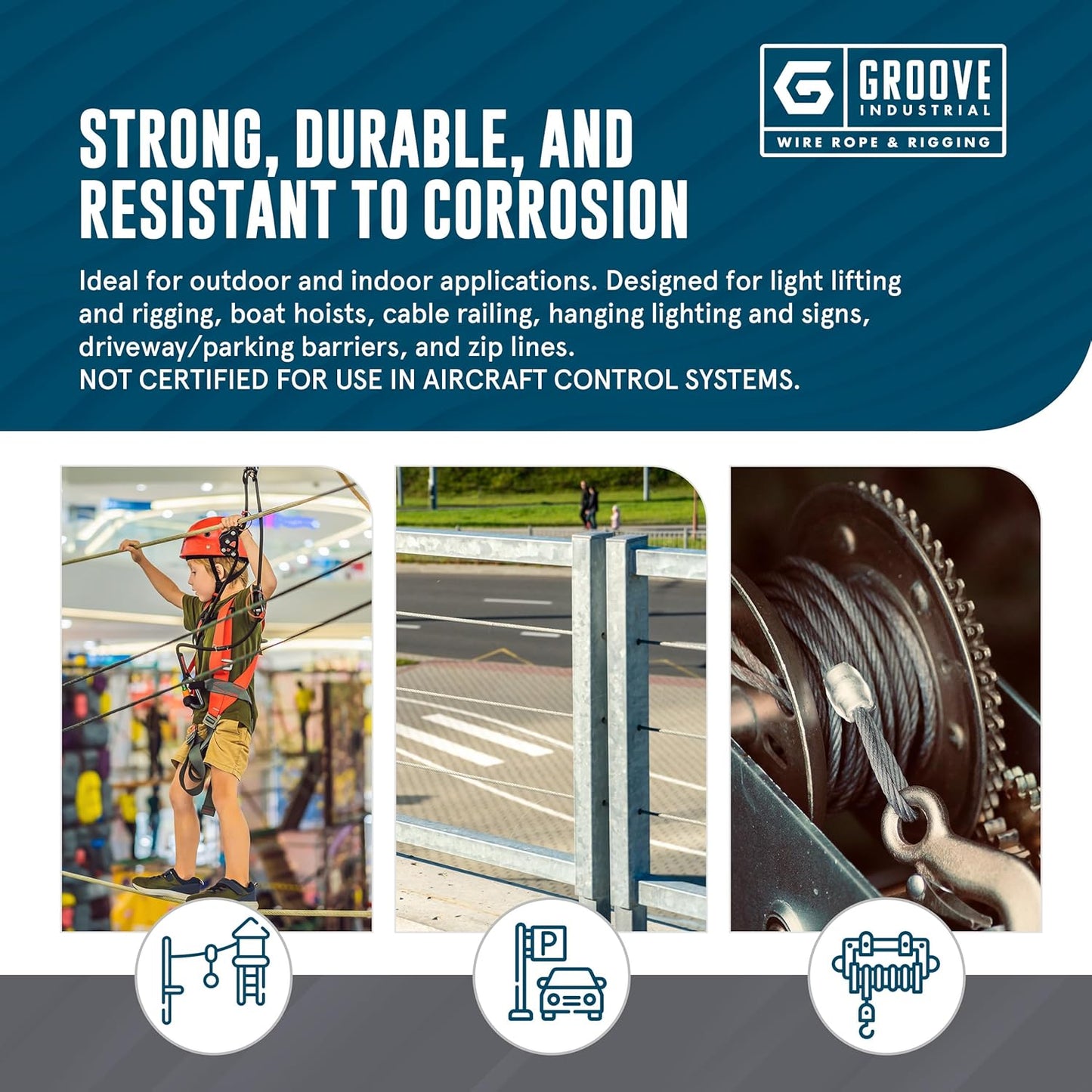 3/16’’ 7x19 Hot Dip Galvanized Aircraft Cable – Steel Wire Rope - 1000 Feet