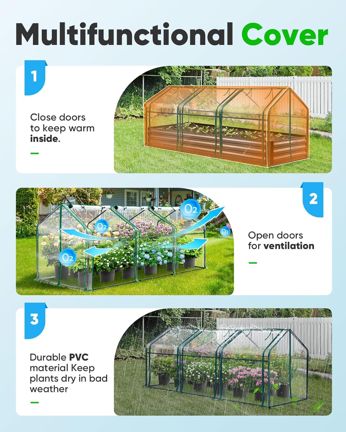 Quictent Portable Mini Cloche Greenhouse w/ Elevated Bottom, Reinforced High Light Transmission Waterproof UV-Resistant Hot House for Indoor Outdoor, w/ 50 T-Shaped Plant Tag, 95" x 36" x 36" (Clear)