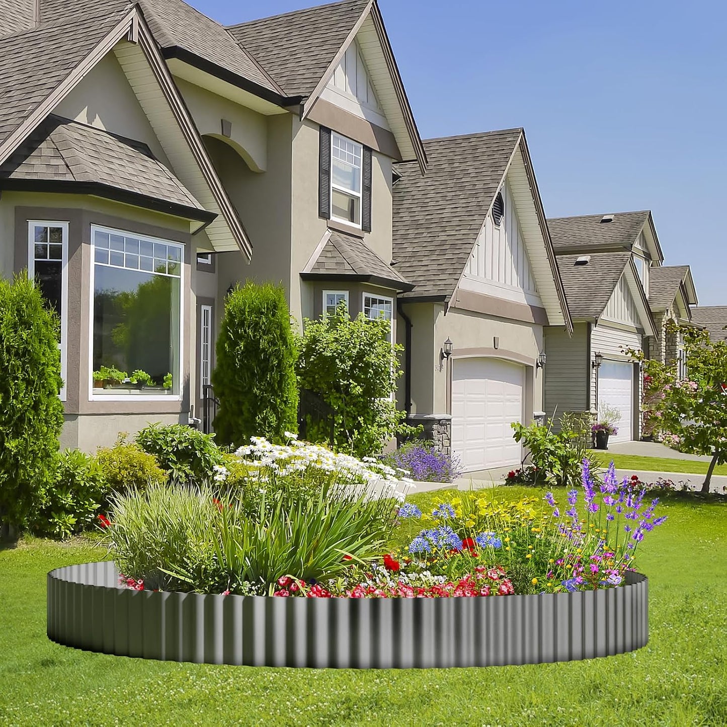 Land Guard Corrugated Garden Edging Border, 12" x 25' Landscape Paver Edging, Tall Landscape Edging, Fence for Garden, Flower Bed, Lawn and Landscape Edging (Grey)