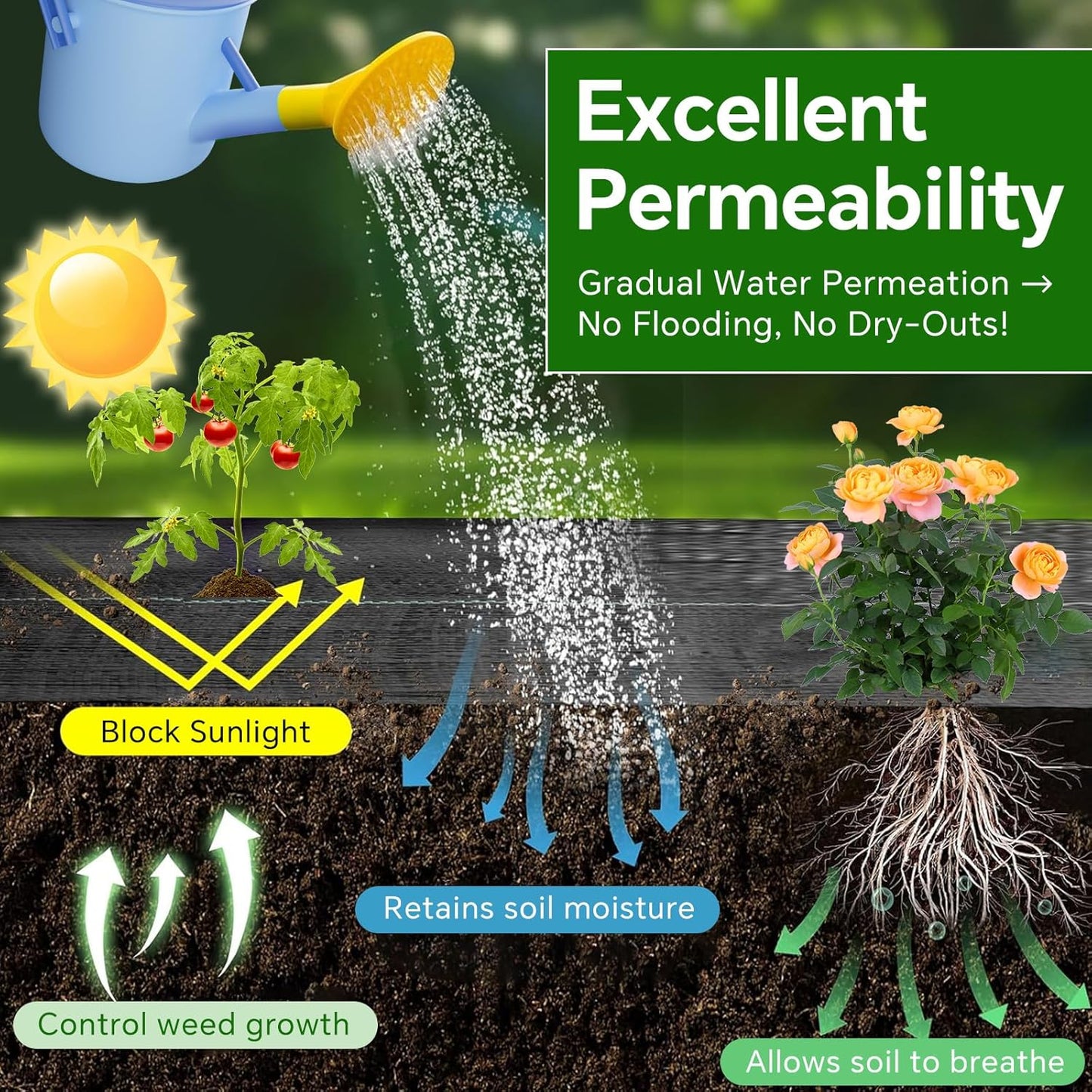 Weed Barrier Landscape Fabric Heavy Duty,3.2 OZ Premium Garden Weed Blocker Fabric for Weed Control, Plastic Ground Cover with Woven Weed Cloth,Durable Landscaping Fabric (1.4ft x 100ft)