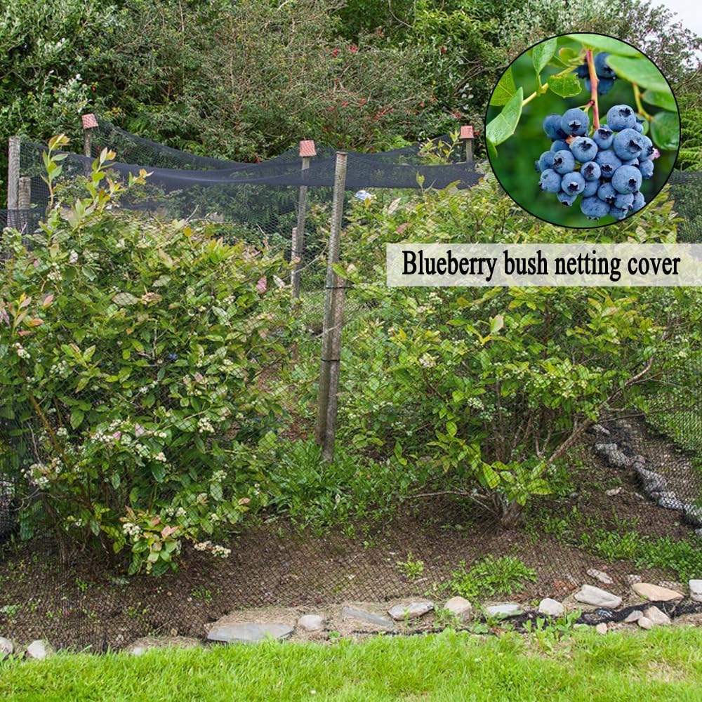 Junflying Bird Netting, 15x20 FT – 1/2" Mesh, Woven Black Netting for Garden Protection with Ties, Protects Vegetables, Fruit Trees, Blueberry Bushes & Strawberry Plants
