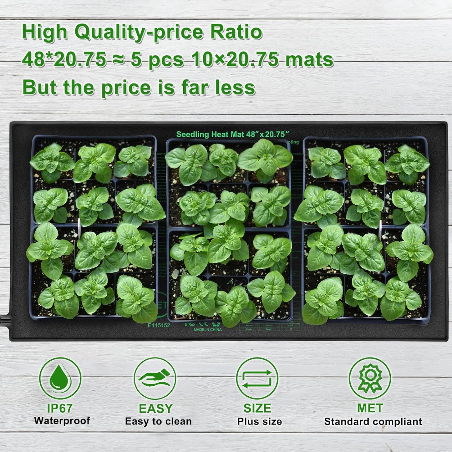 Seedling Heat Mat 48" x 20"in,Waterproof Heat Mats for Seed Starting,Plant Heating Mat for Seed Germination,Hydroponic Plant,Reptile Indoor