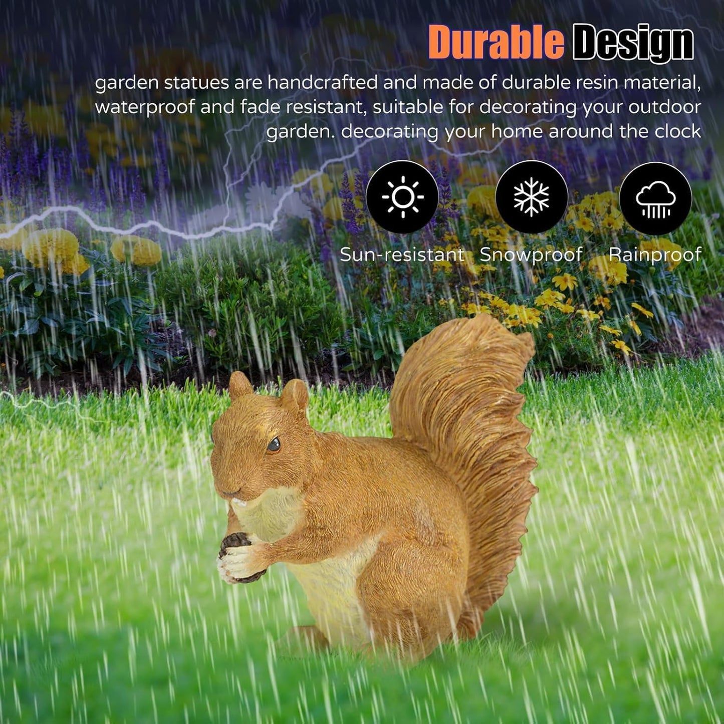 Garden Decoration Squirrel Statue - Adorable Wildlife Sculpture with Pinecone for Outdoor Patio, Lawn, or Garden Décor - Ideal for Nature Lovers