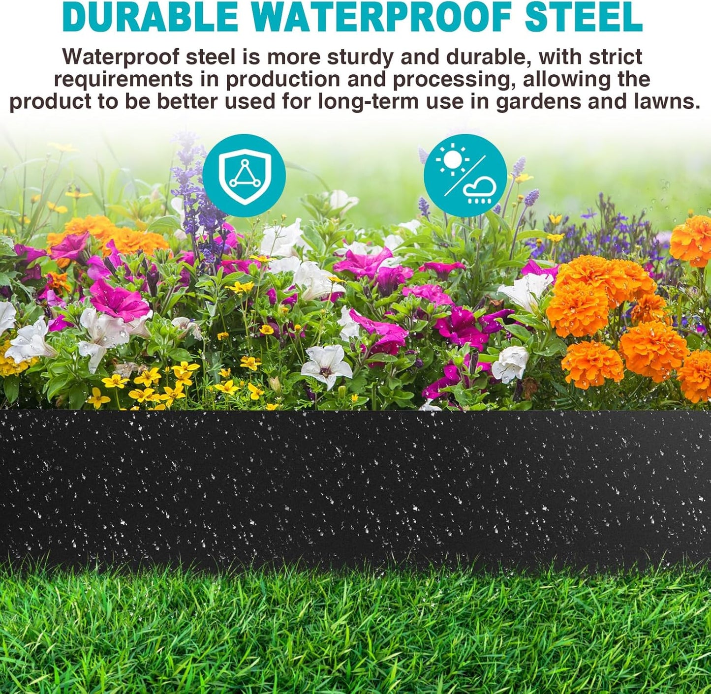 40" LX10 H Metal Landscape Edging, Heavy Duty Galvanized Steel Garden Edging,6 Pack Steel Landscape Edging with 7 Clips for Lawn, Flower Bed, Yard (Black)