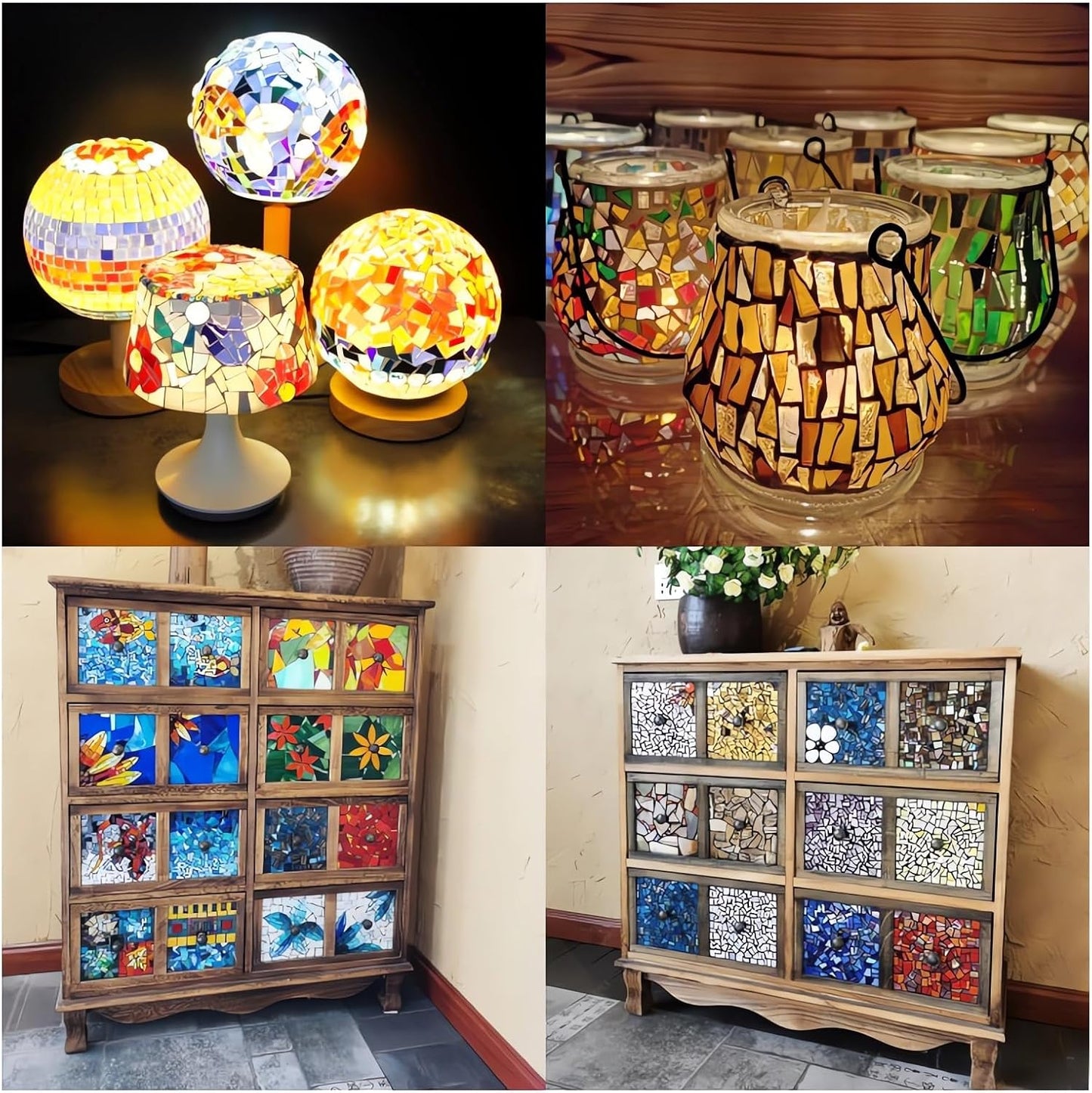 Gold Mixed Irregular Mosaic Glass Mosaic Tiles Pieces, 300g Mosaic DIY Set Adult Mosaic Set, Mosaic Craft Supplies Mosaic Making Supplies