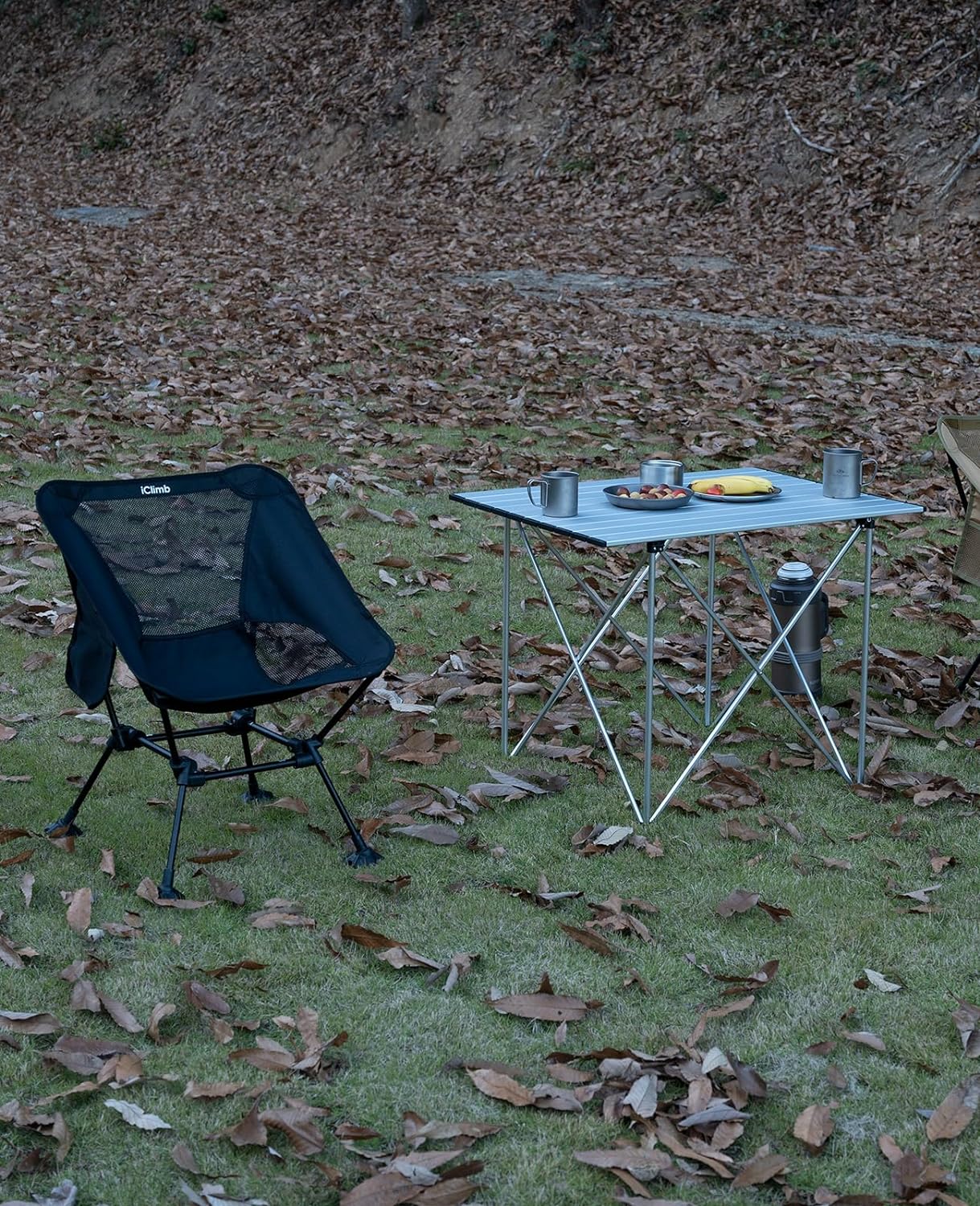 iClimb Ultralight Compact Camping Folding Table with Carry Bag (Reinforced Silver - XL)