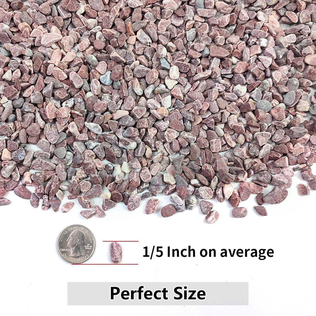 2LB Succulent and Cactus Gravel Pebbles, 1/5 Inch Natural Decorative Polished Stones, River Rocks for Vases Gardening Indoor and Outdoor Decorative Rocks, Red