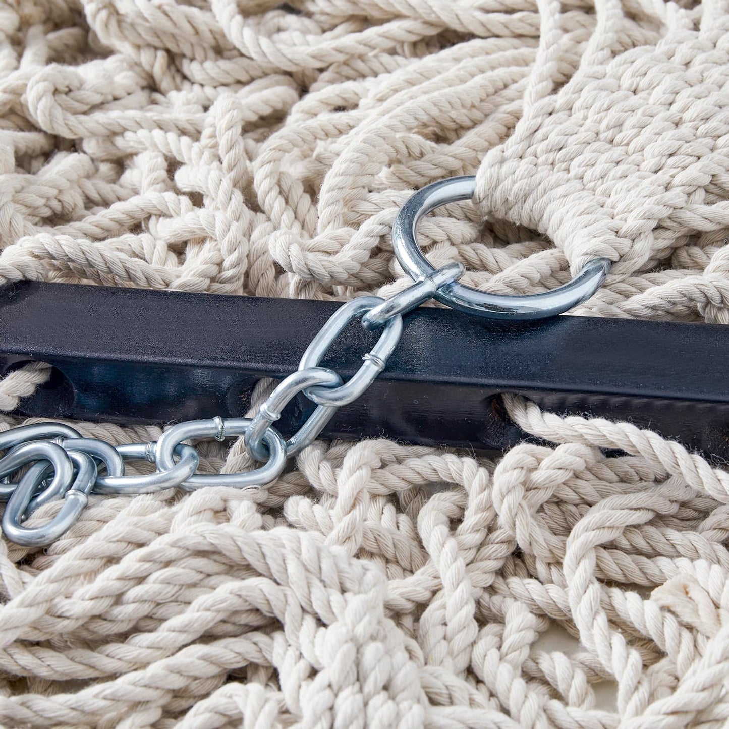 PNAEUT Double Hammocks for Outside, 13ft Traditional Rope Hammock for 2 Person with Hardwood Spreader Bar and Carrying Bag, 475 lbs Capacity (Beige)