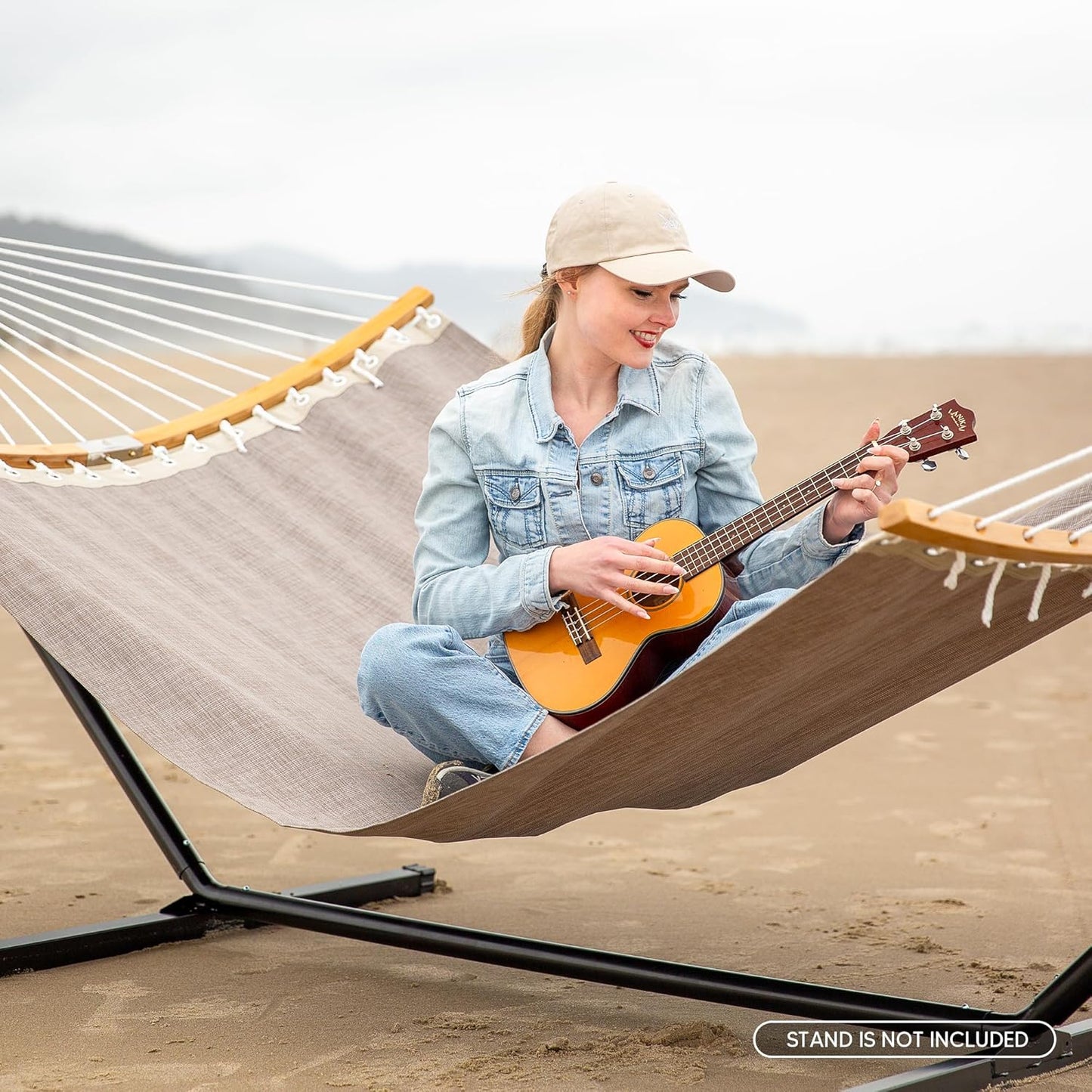 SUNCREAT Hammocks Outdoor Hammock with Spreader Bar, Poolside Portable Hammock for Outside with Carrying Bag, Coffee