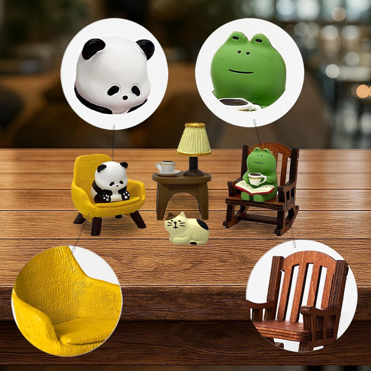 Miniature Frog Figurines, Cute Frog Desk Accessories for Desk Decor, Funny Gifts for Garden Decor, Mini Resin Animal Garden Statues (Multi-Animal)