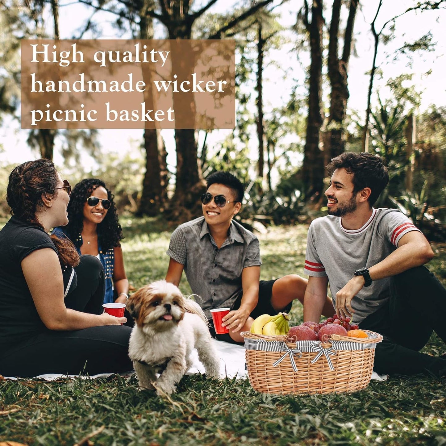 G GOOD GAIN Oval Picnic Basket with Folding Handles, Willow Hand Woven Shopping Basket, Bath Toy Kids Toy Storage Gift Packing Basket, Wicker Empty Easter Eggs and Candy Small Gift Basket. Grey