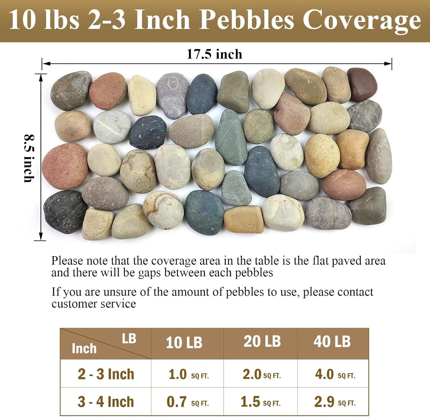 20 lbs Natural River Rocks Mexican Beach Pebbles, 2-3 Inch Decorative River Rocks for Landscaping Garden Paving Plant Rocks Crafting Walkways and Outdoor Decorative Stone
