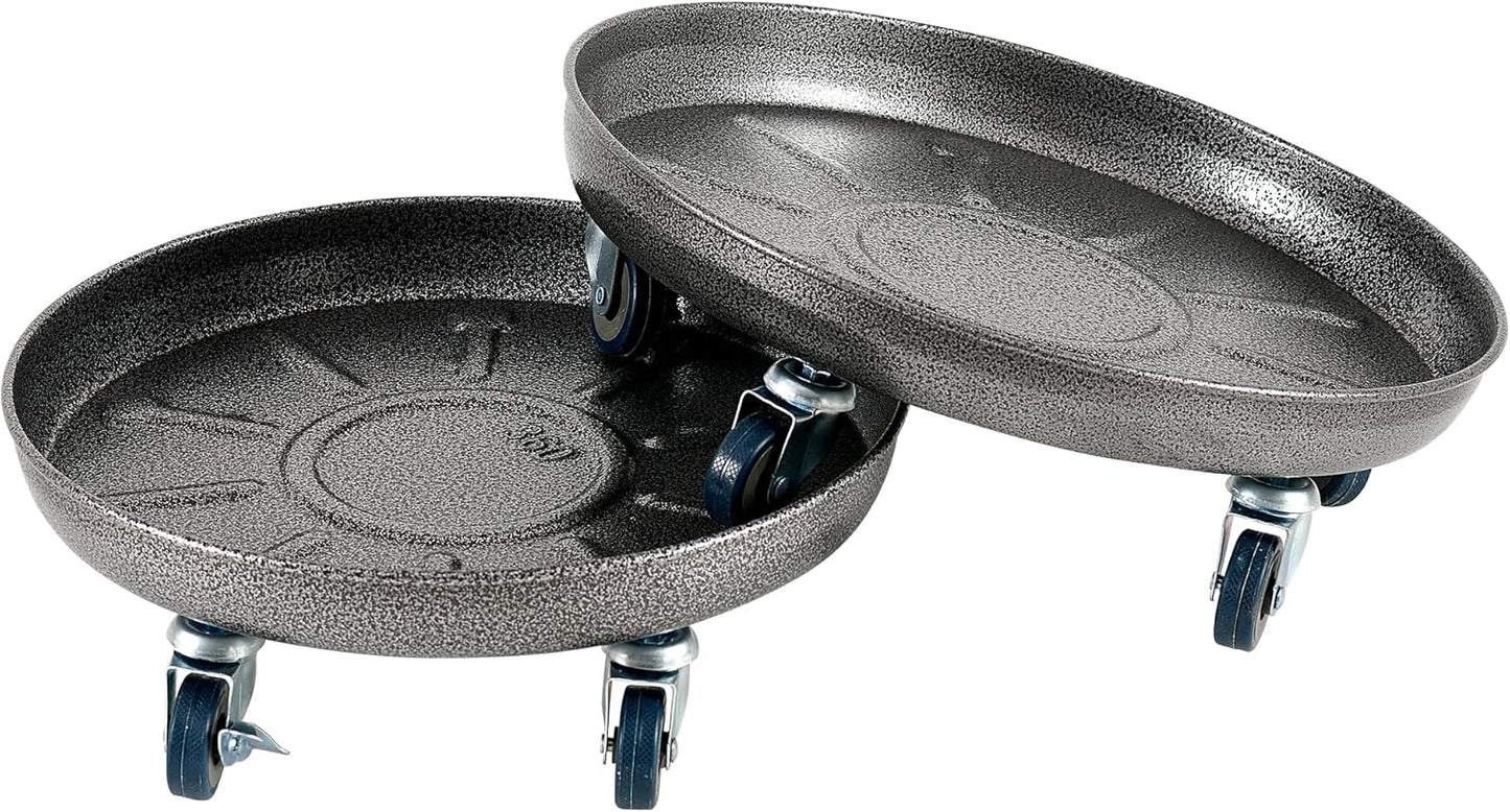 Choclaif Plant Caddy with Wheels,2 Pack Silver Heavy Duty Plant Stand with Universal Wheels,Round Pot Trolley for Indoor Outdoor 12inch