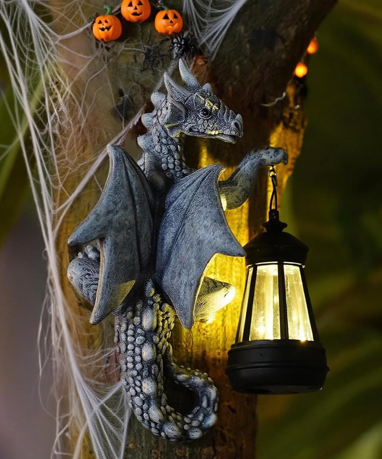 Goodeco Dragon Tree Hugger Solar Lantern Garden Statue - 9.3 Inch Resin Dragon Decor for Outdoor, Perfect Garden Gift & Yard Decor