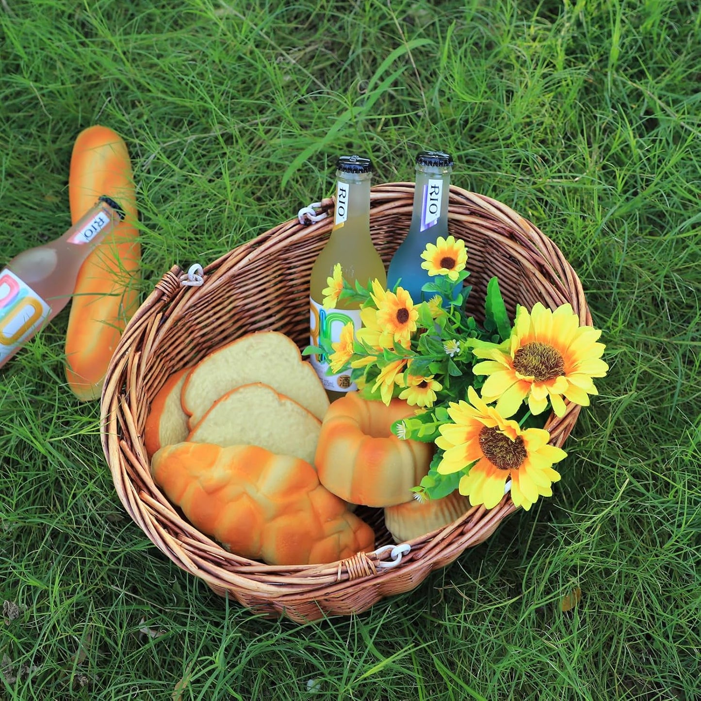 Wicker Picnic Baskets with Handles.Kingwillow. (Brown)