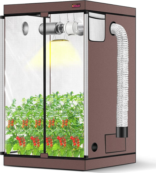 ATOUR 4x4 Grow Tent, 48"x48"x80'' High Reflective Mylar 1680D Hydroponic Grow Tents, Waterproof Grow Tent with Double Cleart Observation Door and Floor Tray, for Indoor Plant Growing