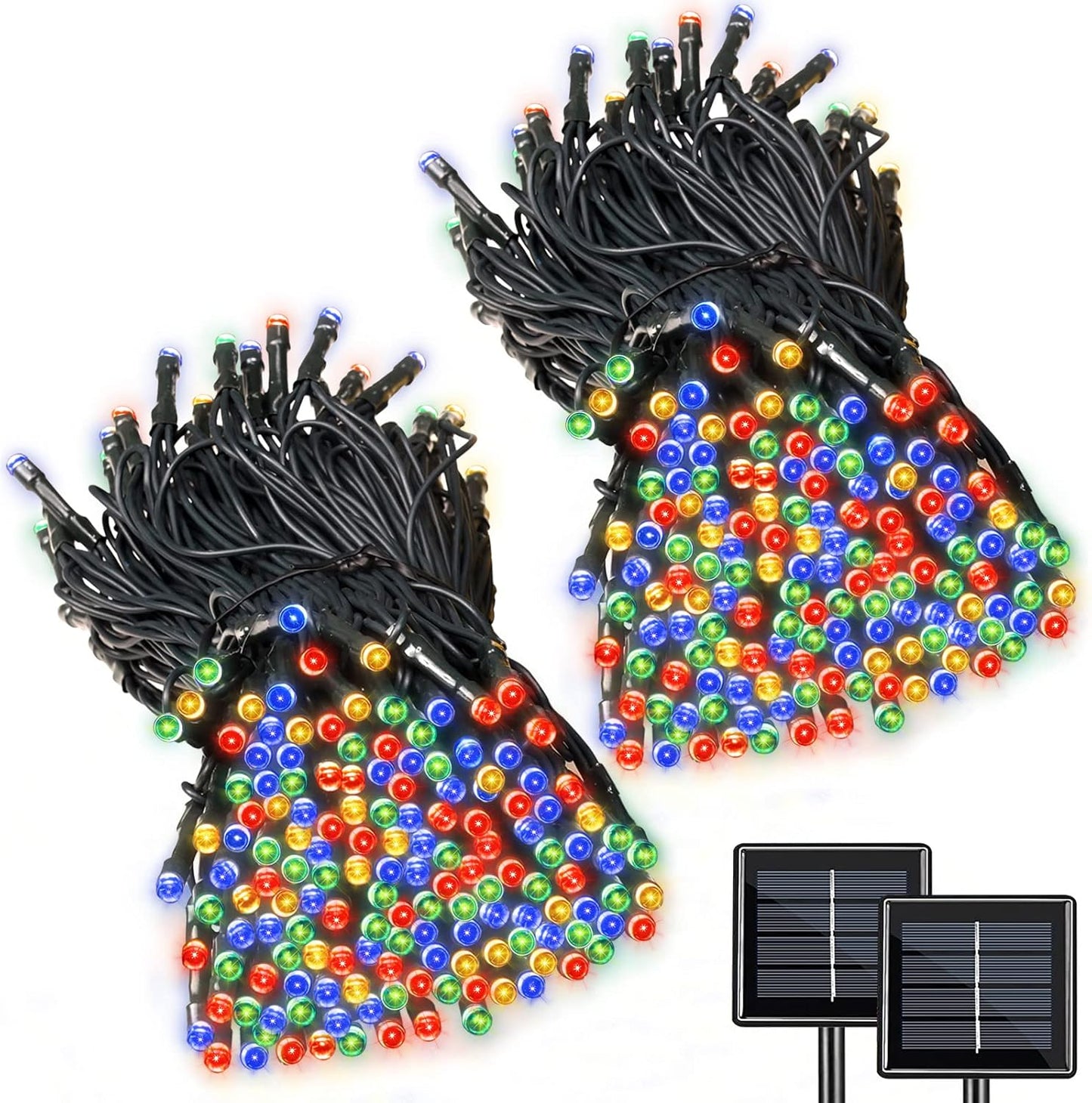 2 Pack Super-Long Solar String Lights Total 170Ft 480 LED 8 Modes Outdoor Waterproof Solar Powered Christmas Fairy Lights for Xmas Tree Garden Home Lawn Wedding Party Decor (Multi Color)