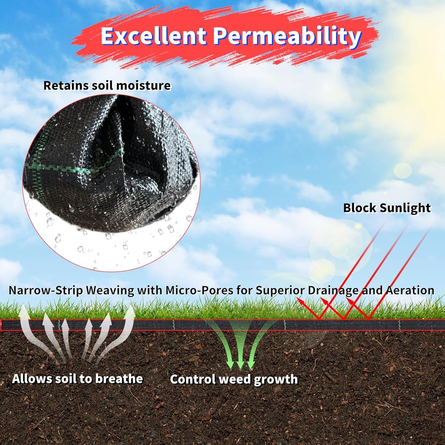 3ft x 250ft Landscape Fabric -Heavy Duty Weed Barrier Fabric for Landscaping, Weed Blocker Cloth,Geotextile Fabric for Garden, Driveway & Ground Cover, Garden Weed Mats,Grid Design