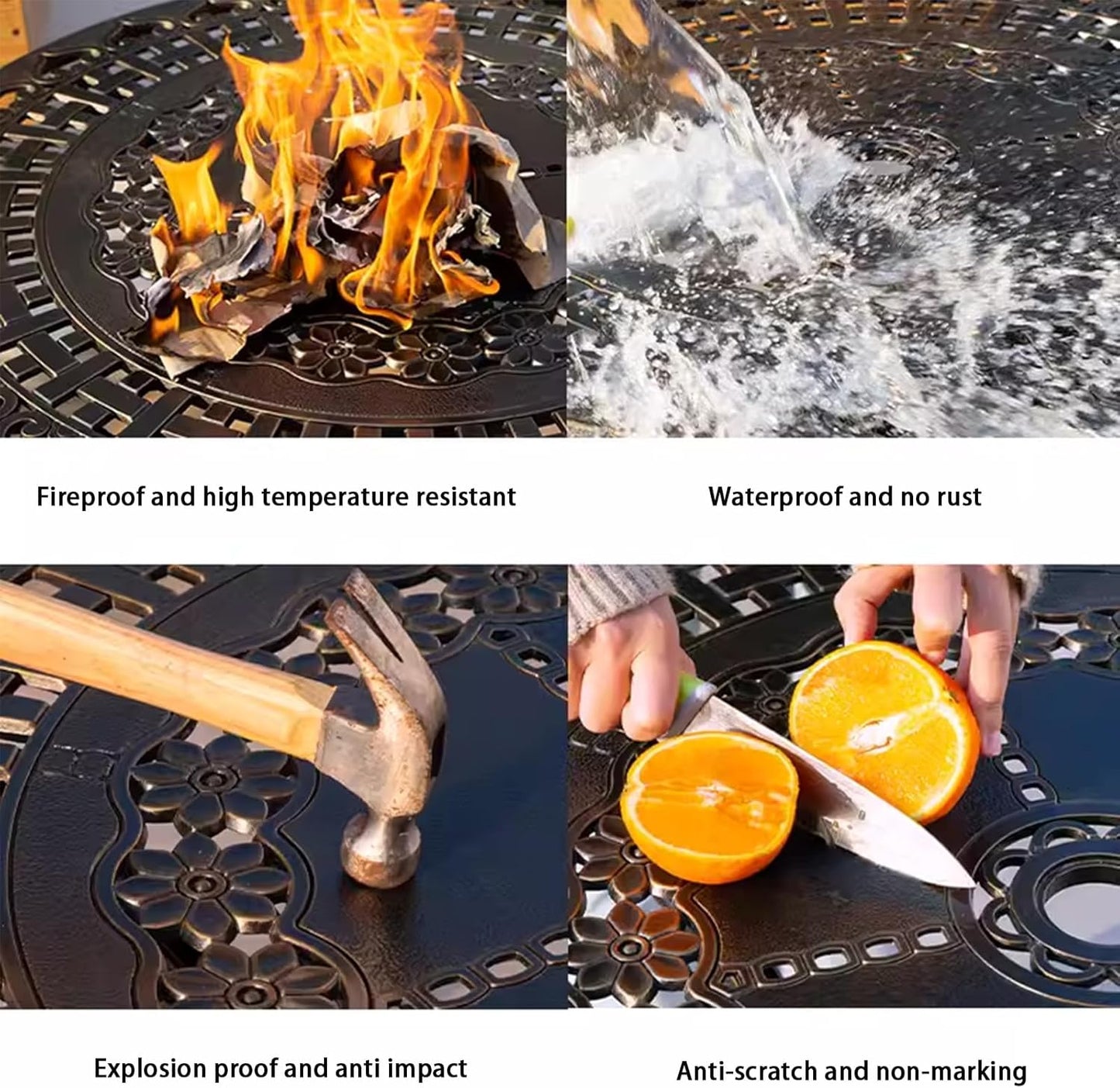 Outdoor Table Tile Square Patio Table All Weather Aluminum Frame Outdoor Dining Tables for Lawn Garden Backyard (90 * 90cm Aluminium Red Square Tables)